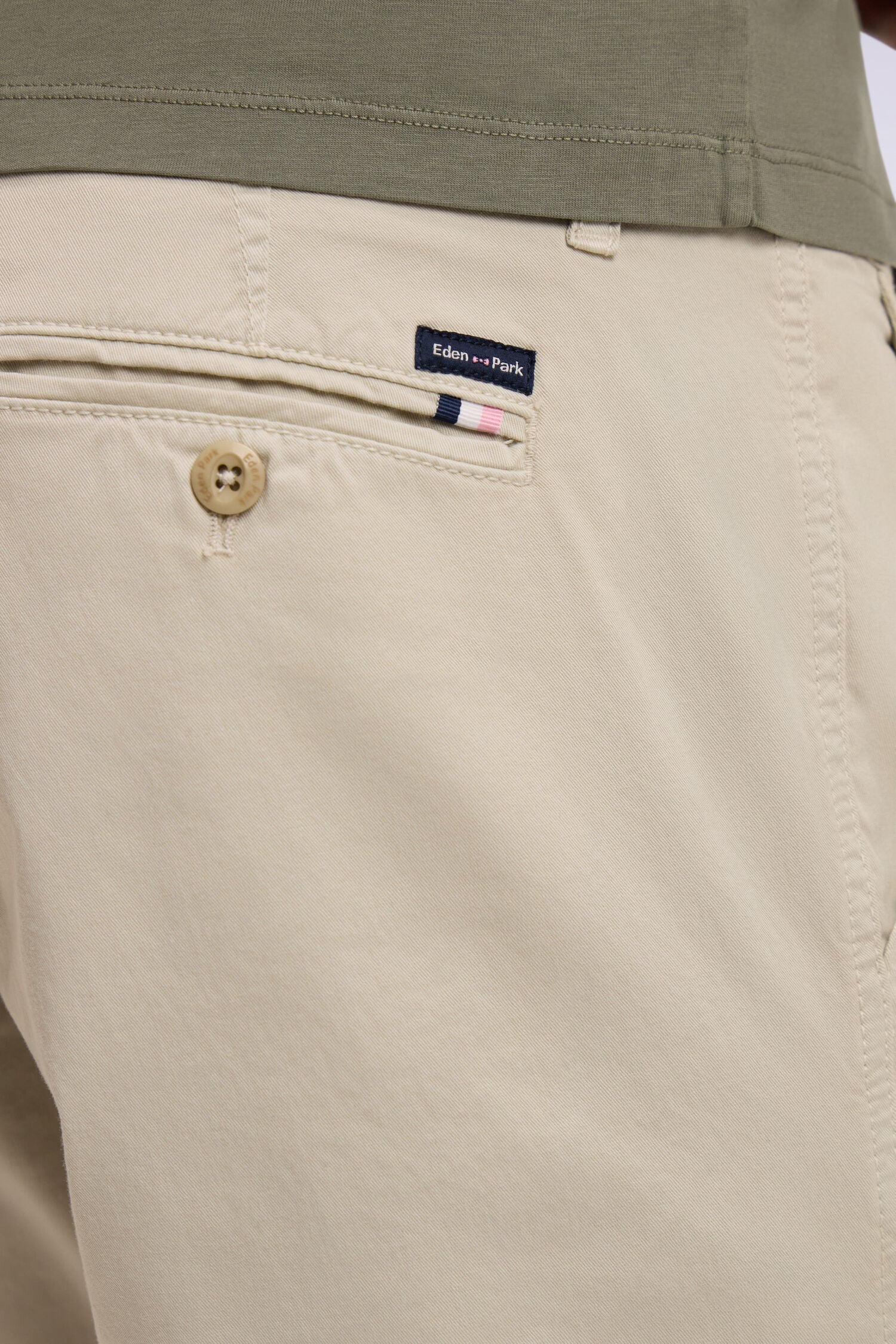 Pantalon chino regular en coton stretch beige EDEN PARK