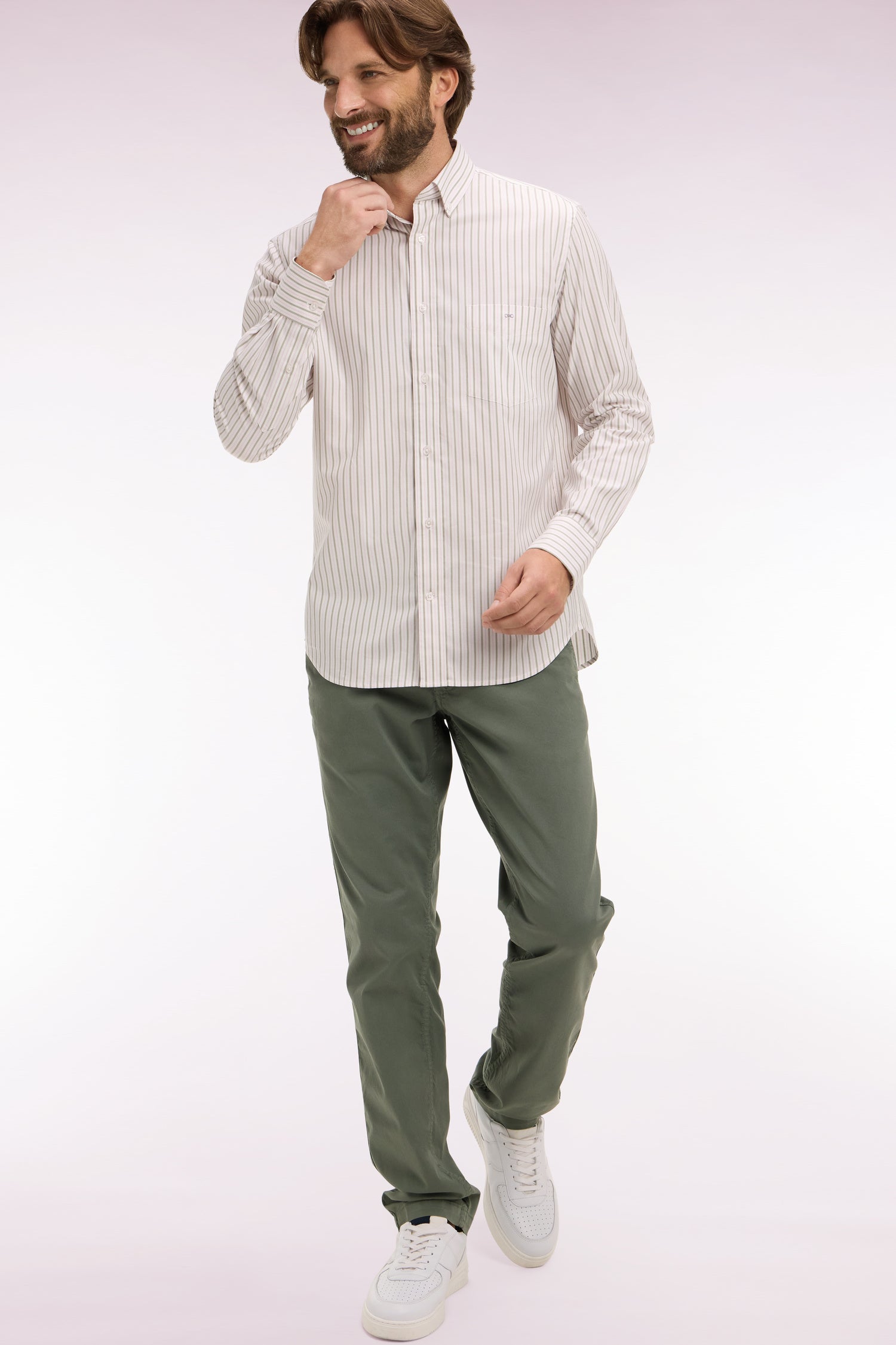 Pantalon chino regular en coton stretch kaki EDEN PARK