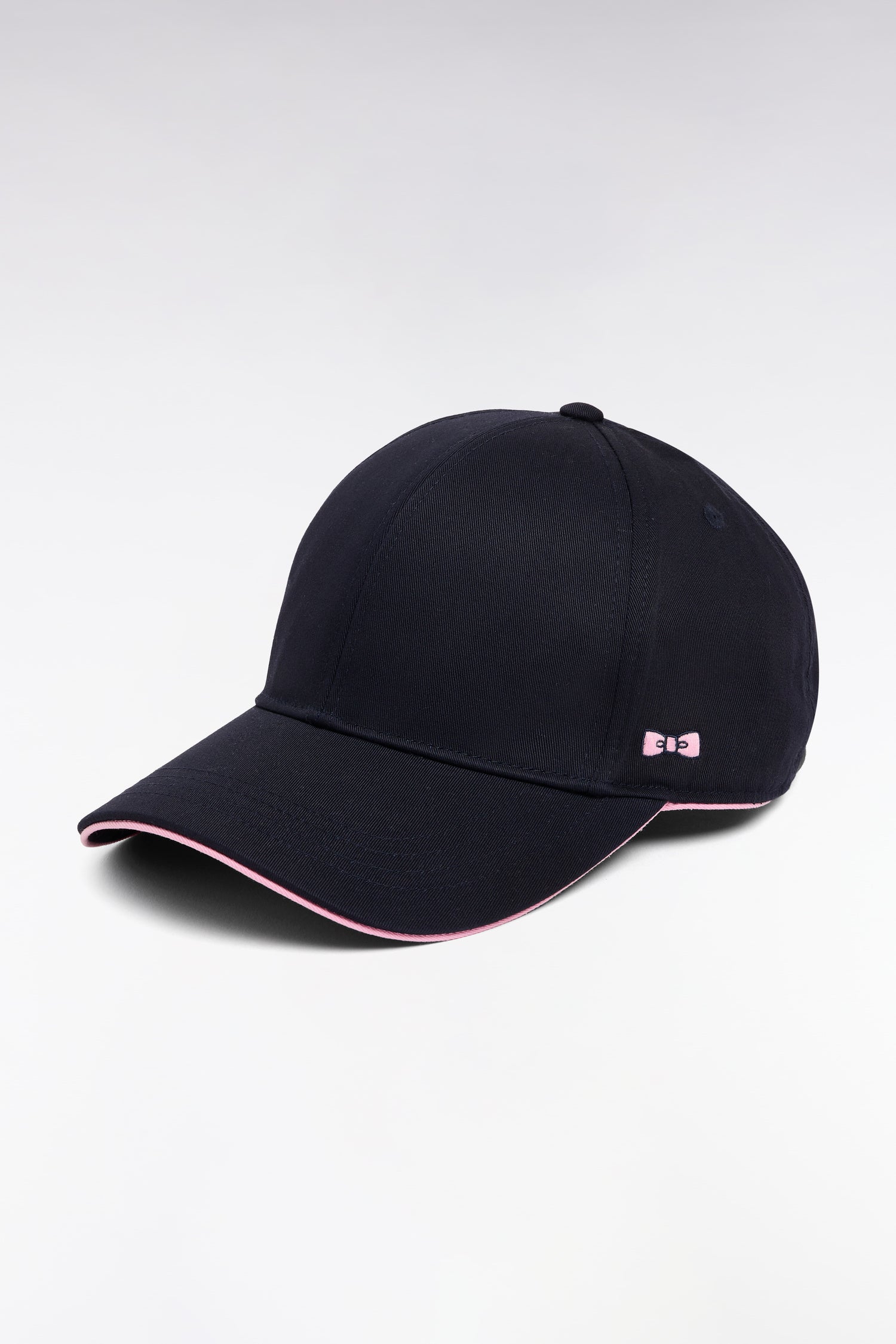 Casquette en twill de coton marine passepoil rose EDEN PARK