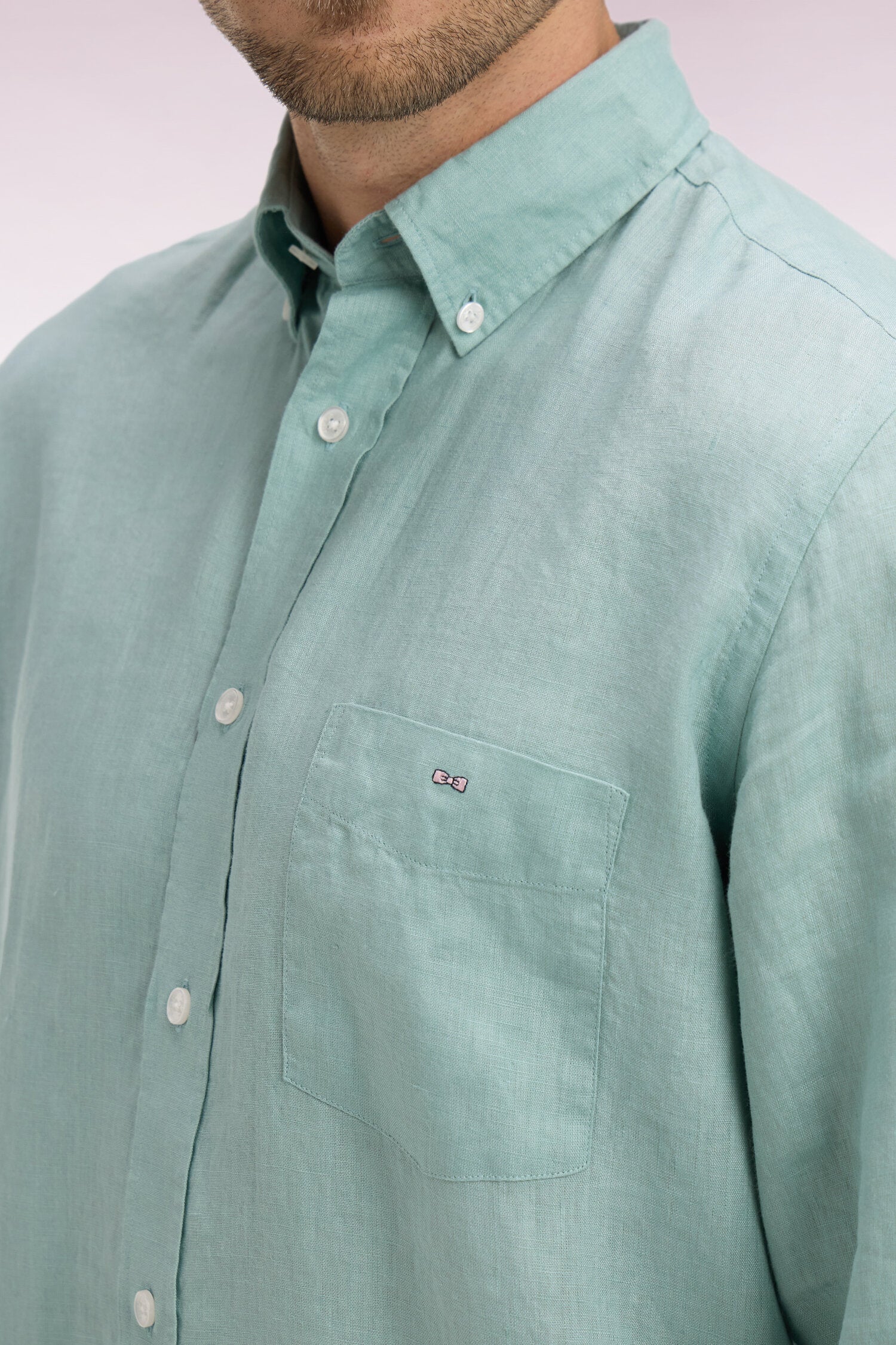 Chemise  en lin vert d'eau EDEN PARK