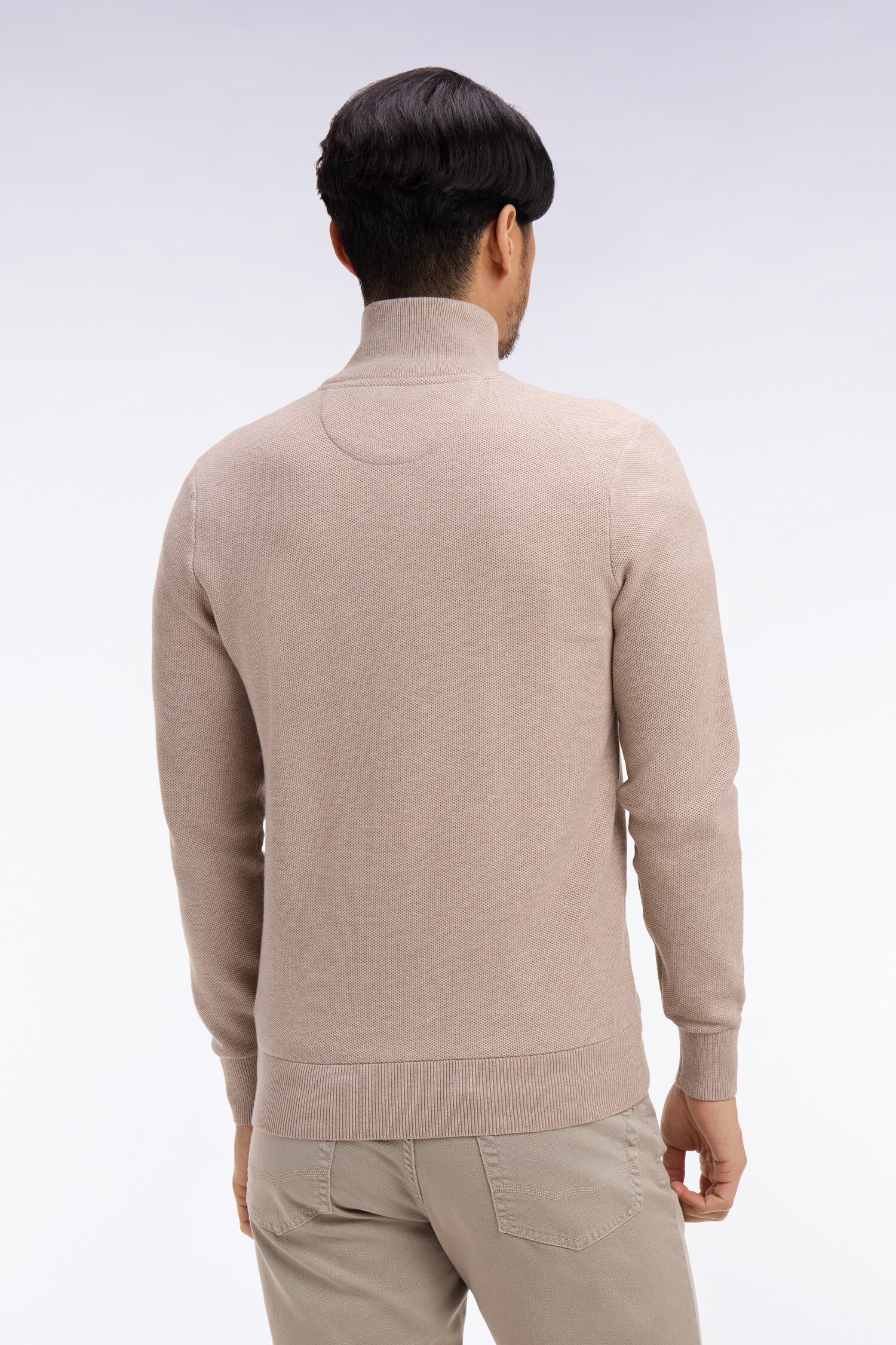 Cardigan zippé en coton beige EDEN PARK