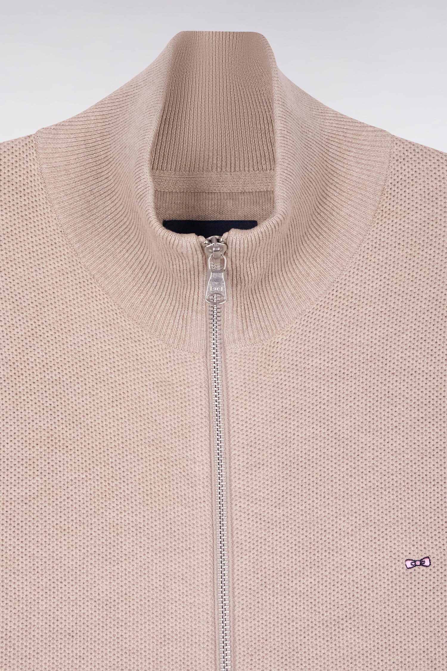 Cardigan zippé en coton beige EDEN PARK