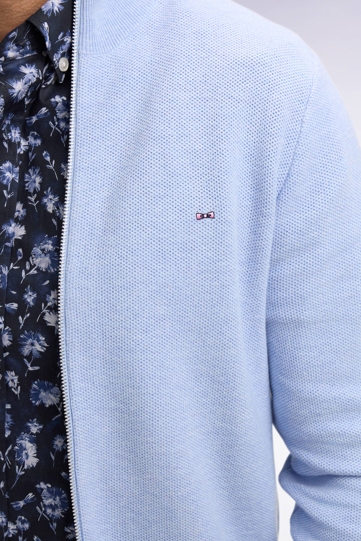 Cardigan zippé en coton ciel EDEN PARK