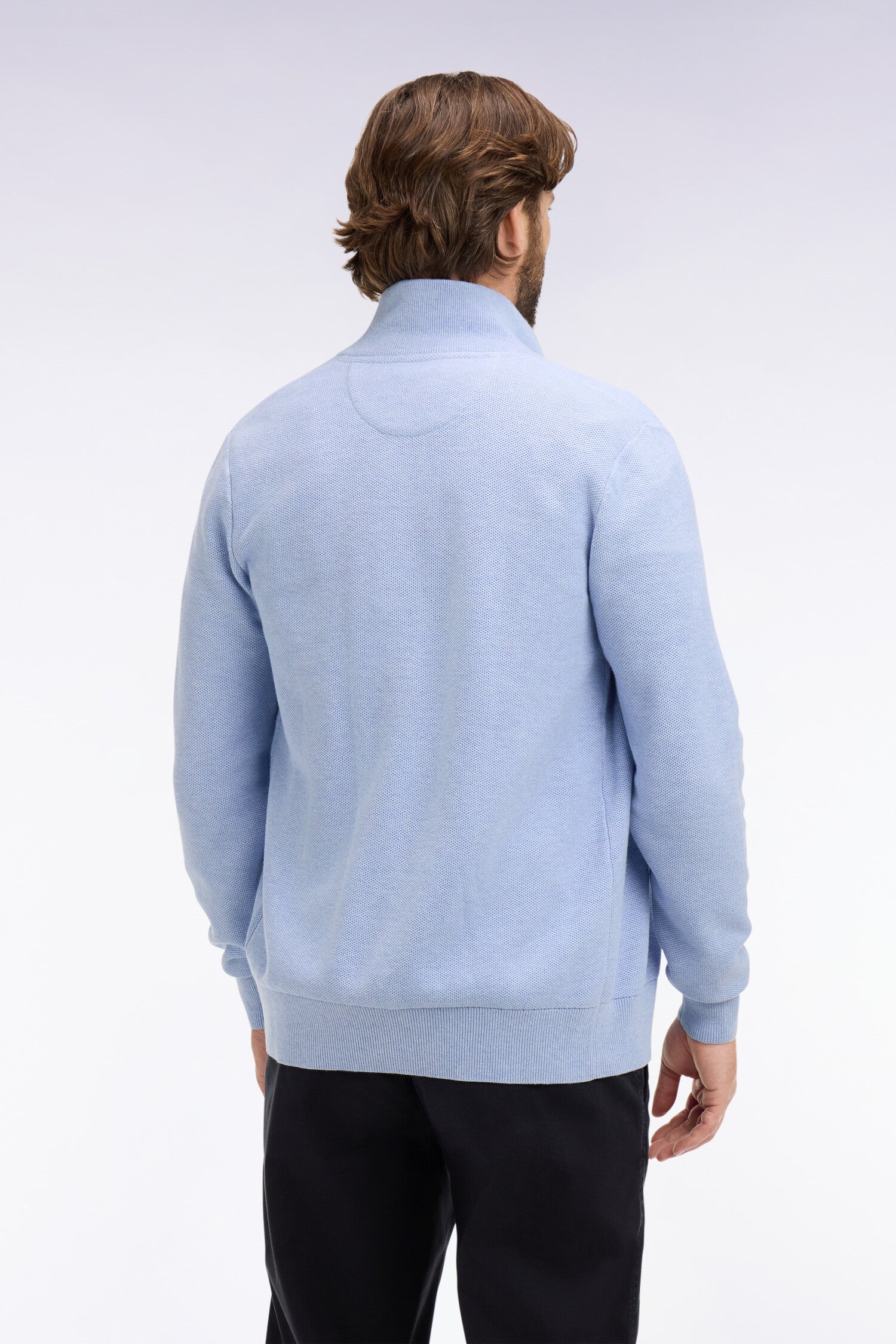 Cardigan zippé en coton ciel EDEN PARK