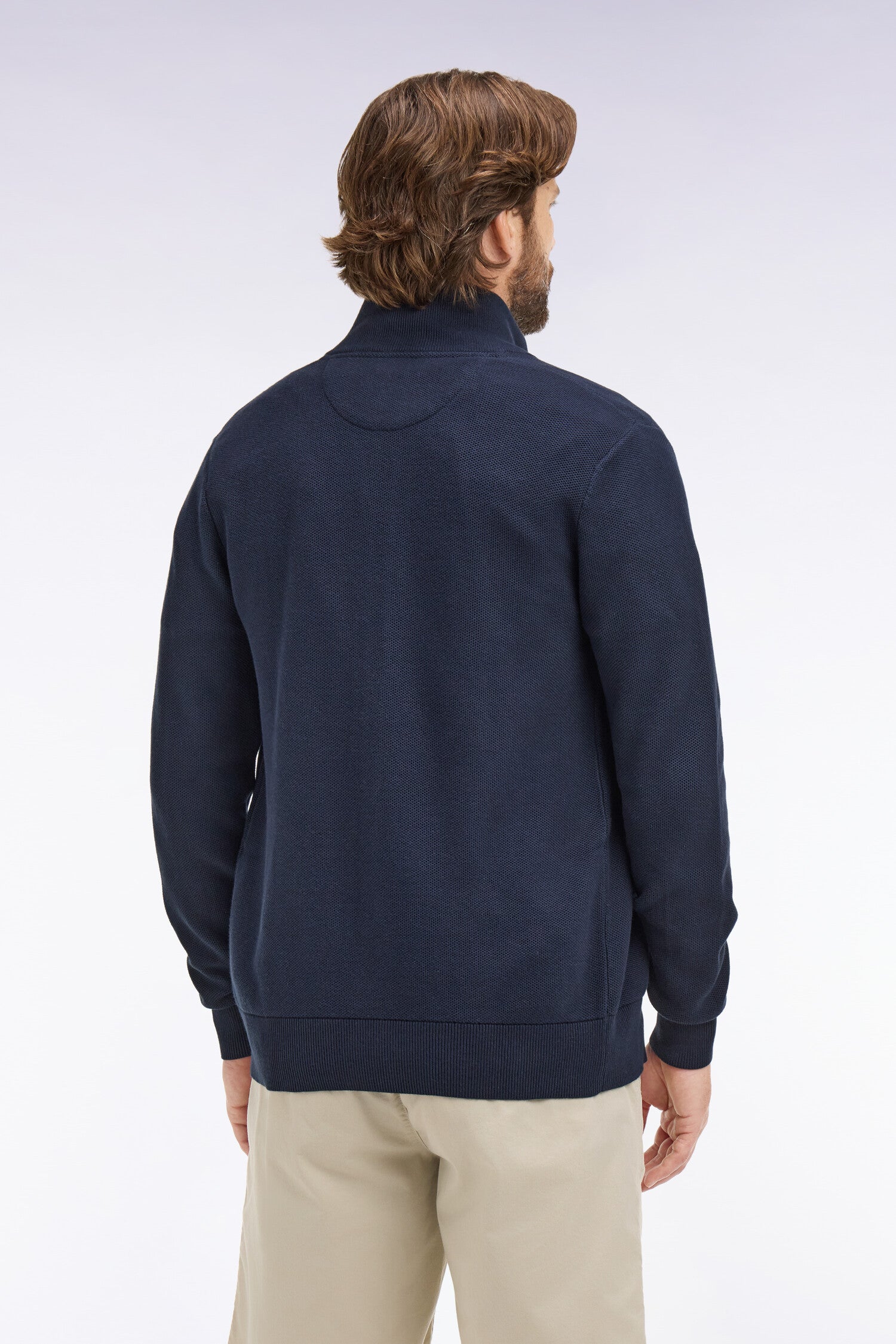 Cardigan zippé en coton marine EDEN PARK