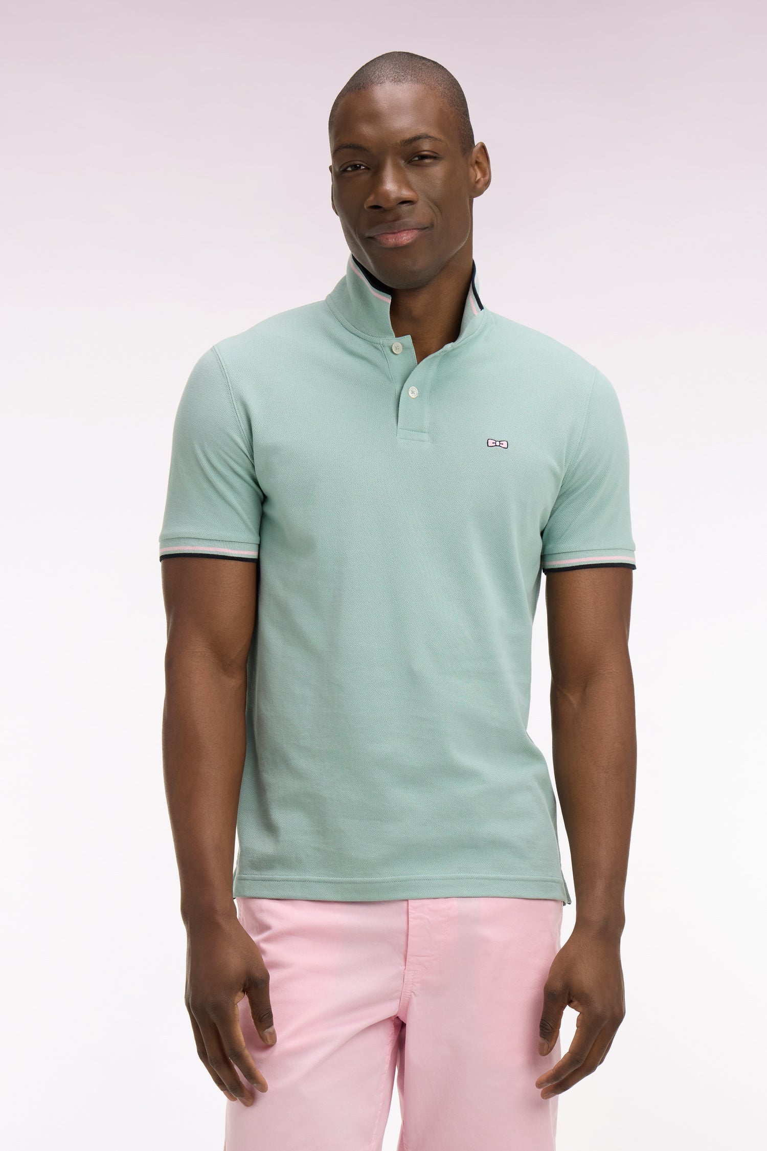 Polo à manches courtes en coton vert d'eau EDEN PARK