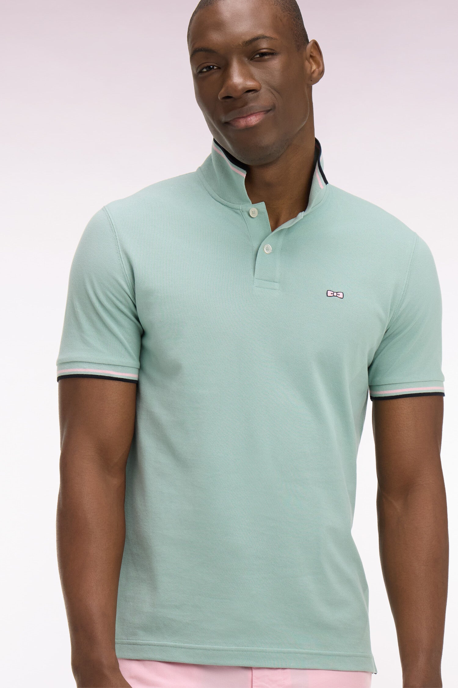 Polo à manches courtes en coton vert d'eau EDEN PARK