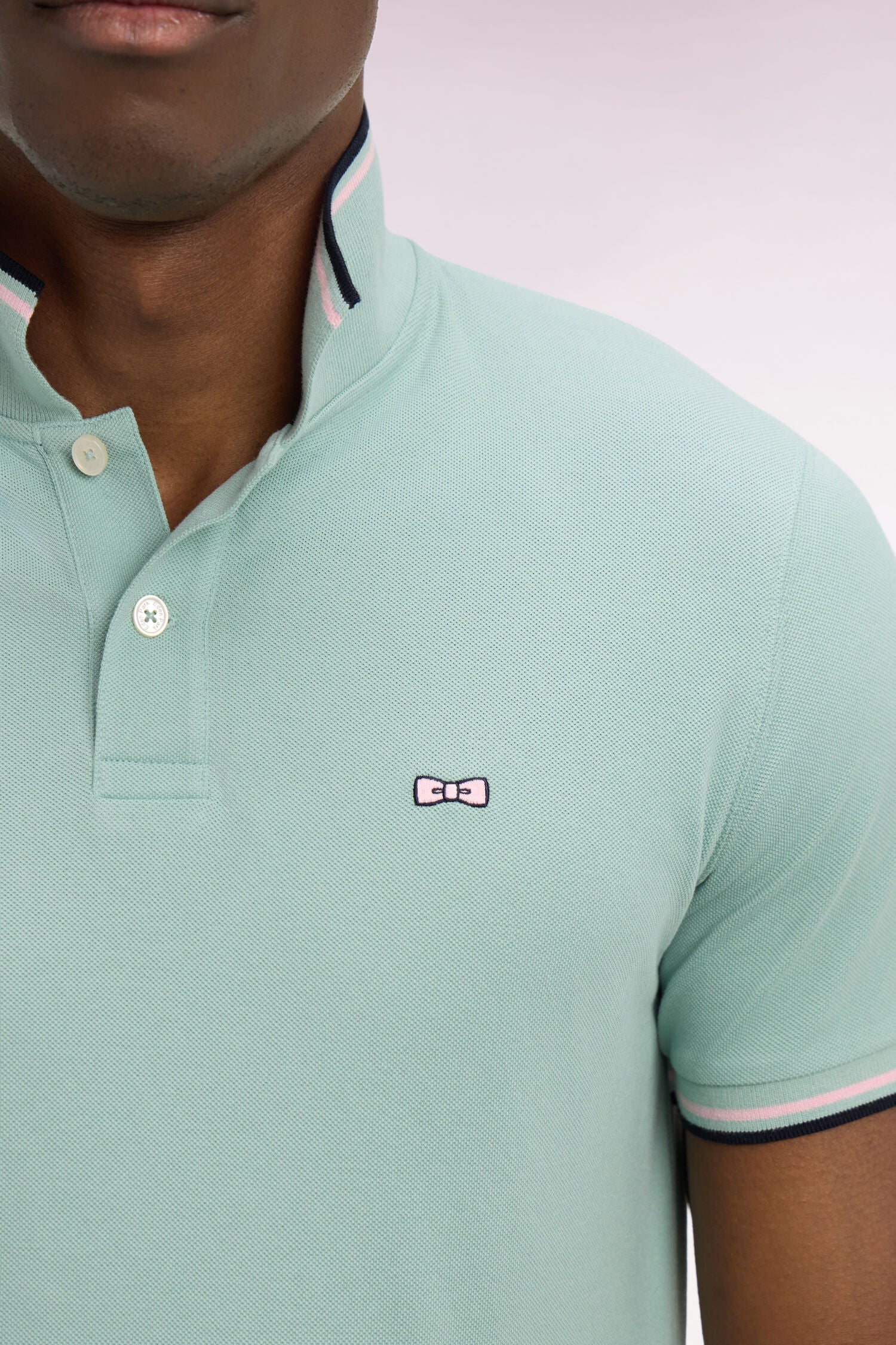 Polo à manches courtes en coton vert d'eau EDEN PARK