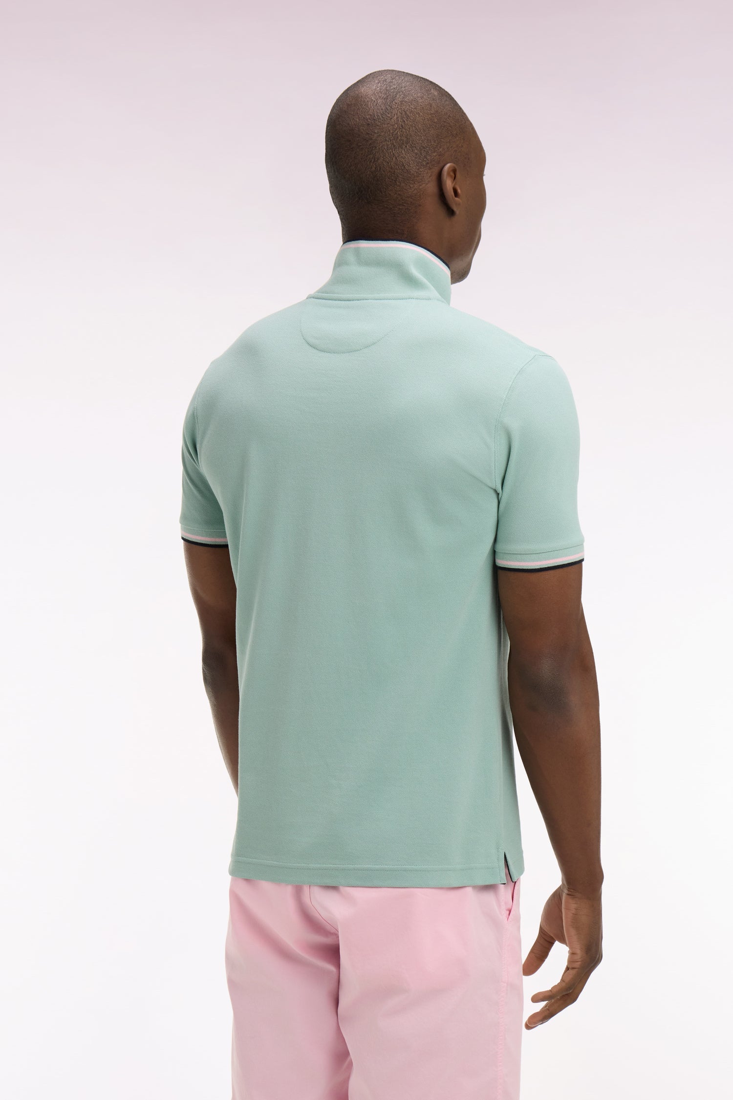 Polo à manches courtes en coton vert d'eau EDEN PARK