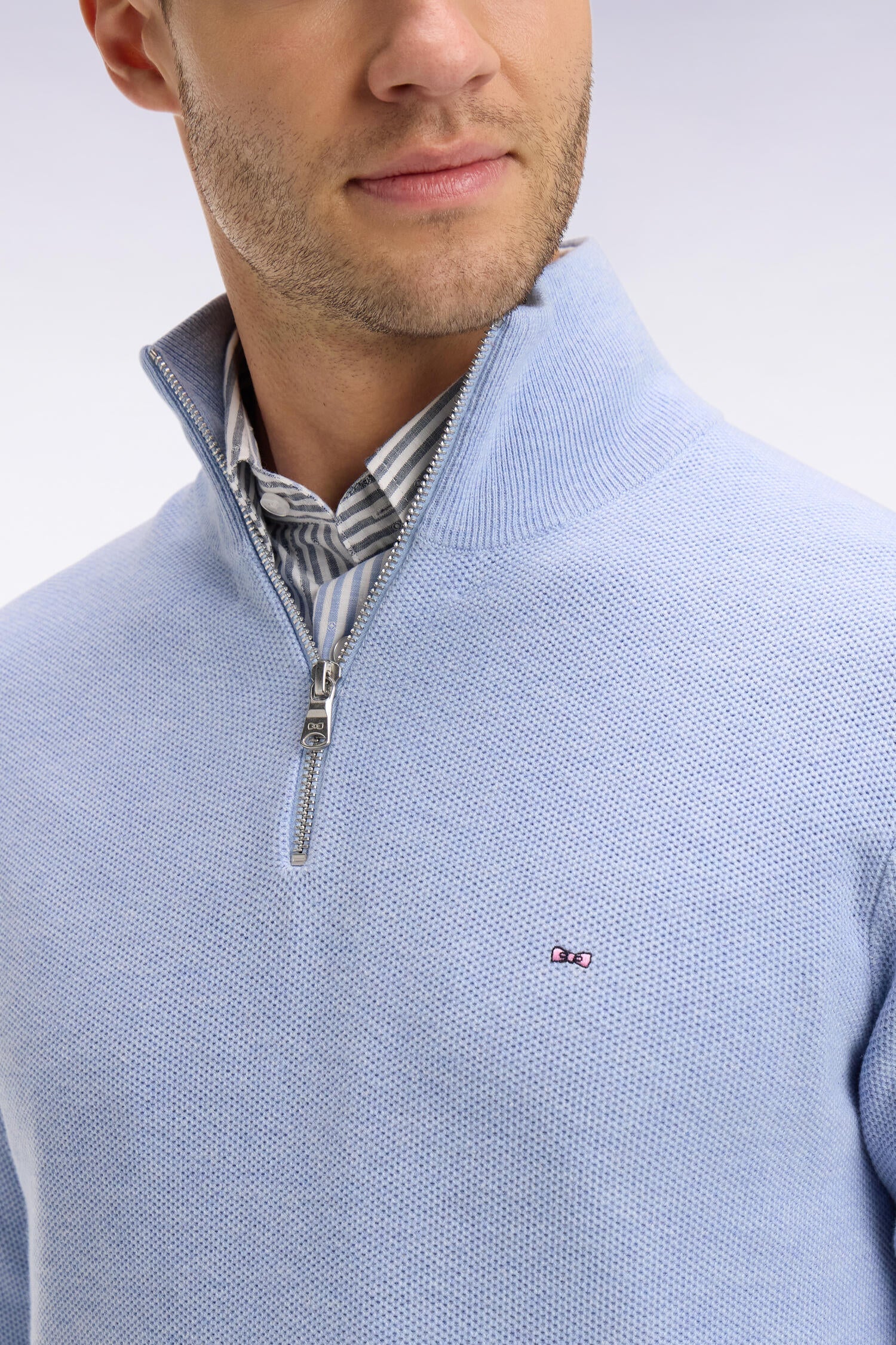 Pull col camionneur en coton ciel EDEN PARK