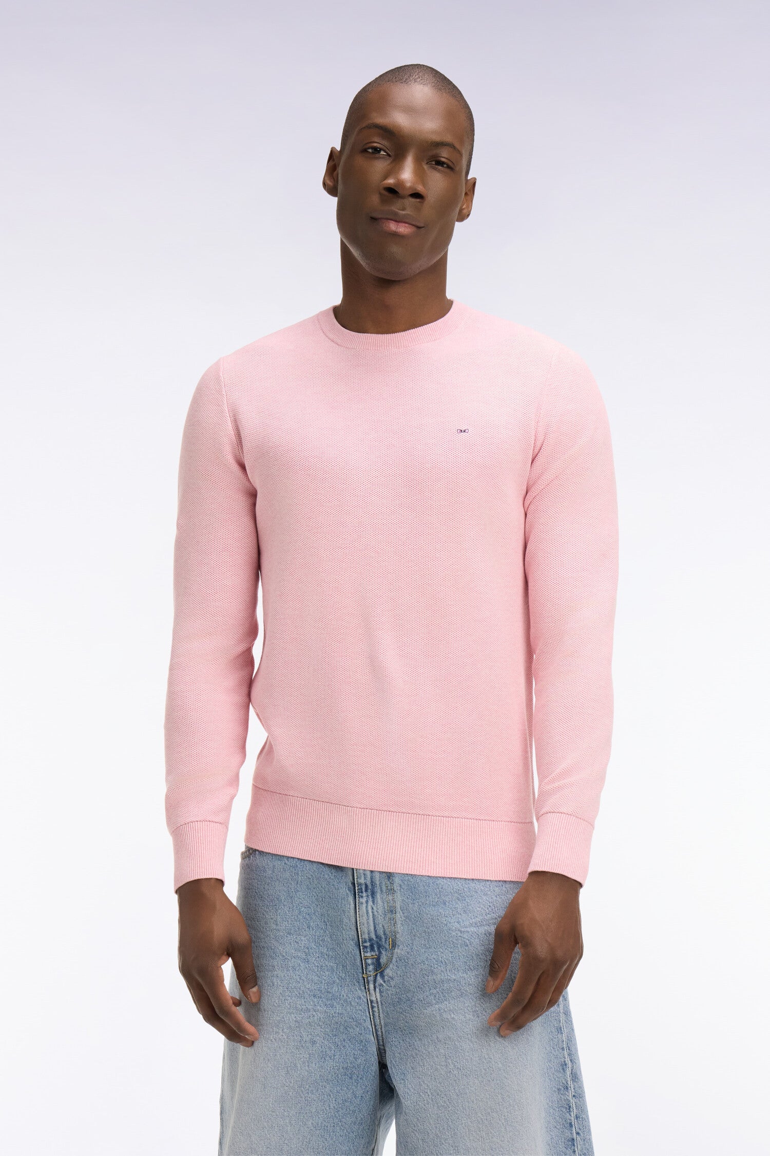 Pull col rond en coton rose EDEN PARK