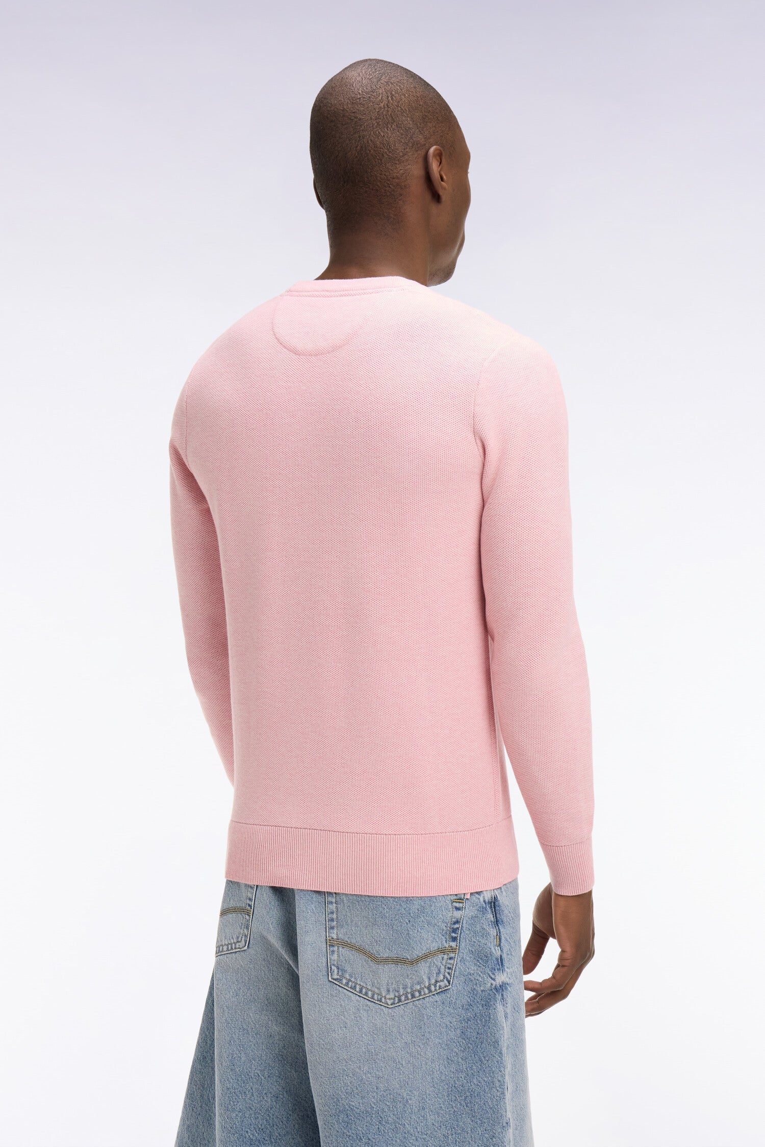 Pull col rond en coton rose EDEN PARK