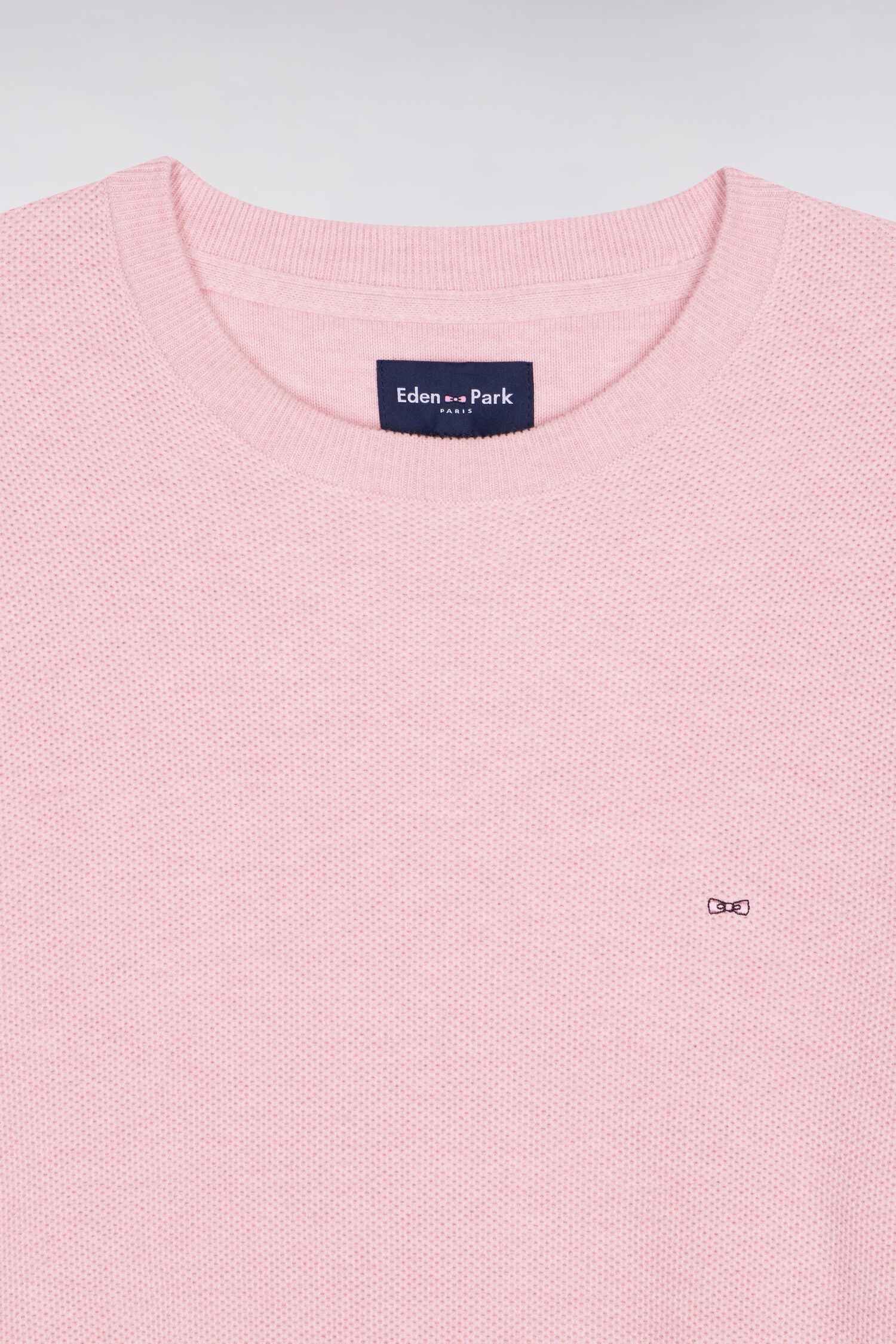 Pull col rond en coton rose EDEN PARK