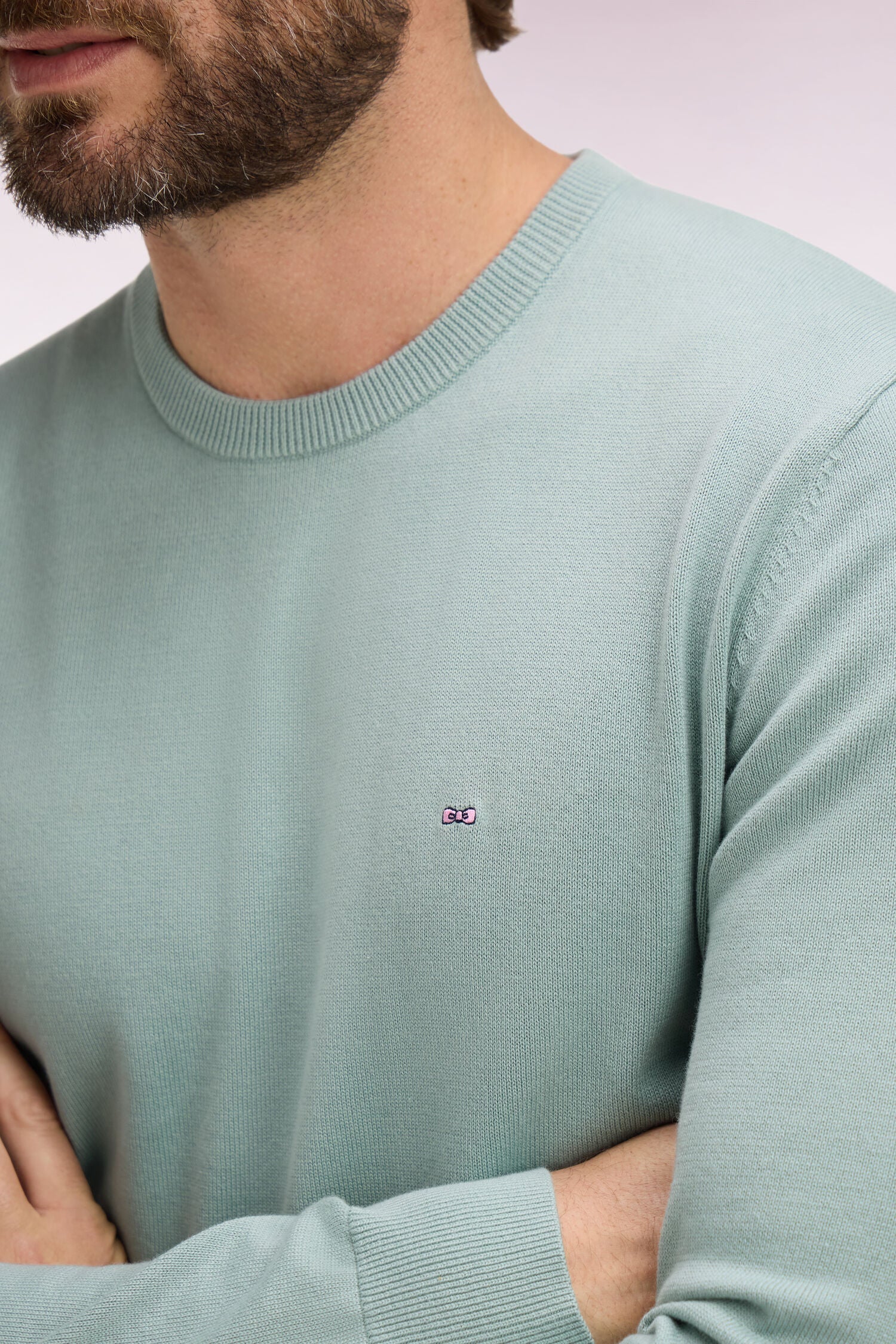 Pull col rond en coton vert EDEN PARK