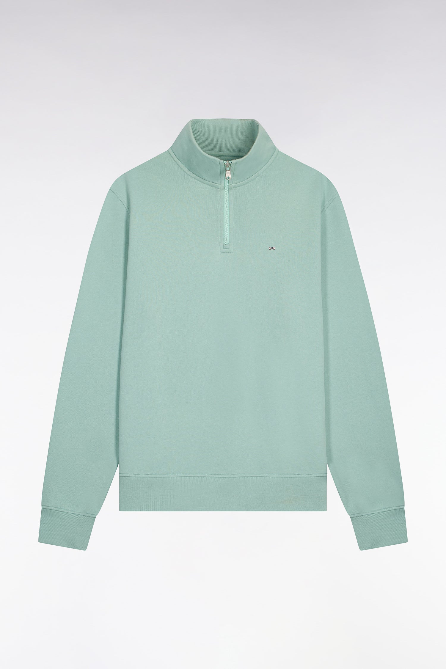 Sweatshirt col camionneur en molleton coton vert d'eau EDEN PARK