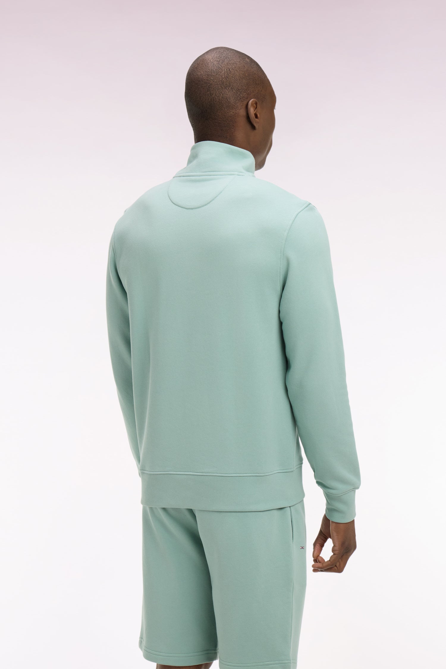 Sweatshirt col camionneur en molleton coton vert d'eau EDEN PARK