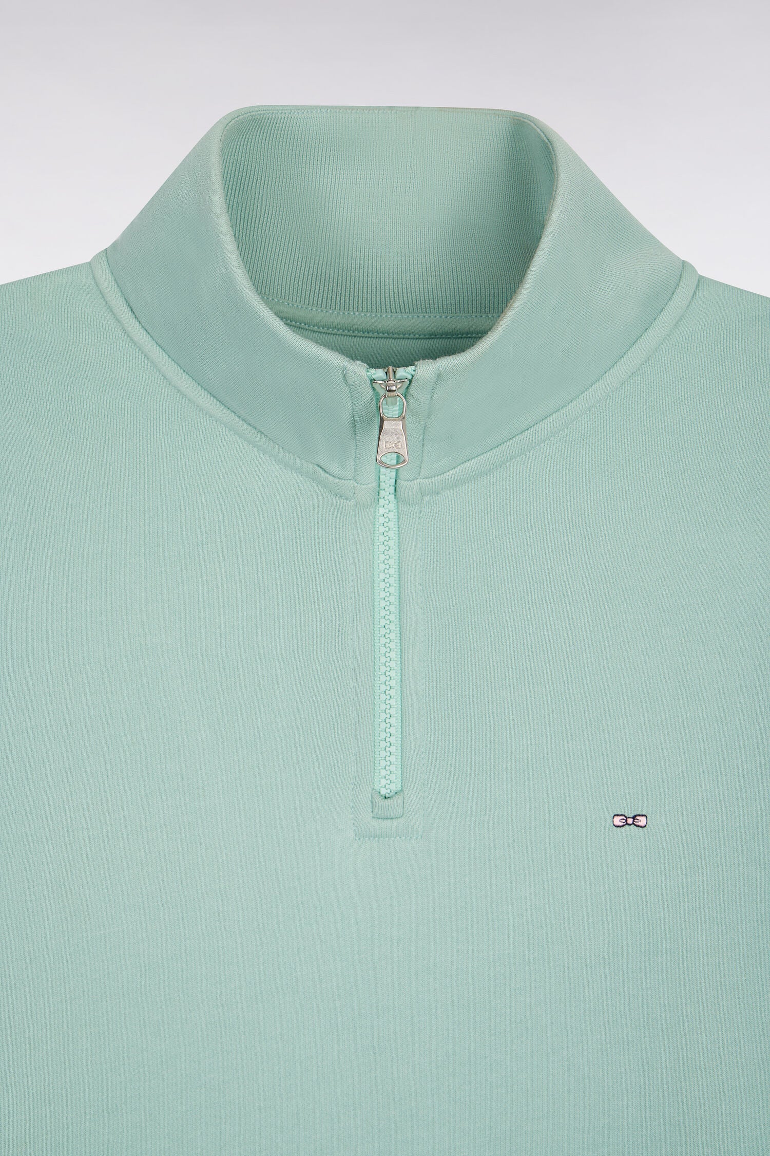 Sweatshirt col camionneur en molleton coton vert d'eau EDEN PARK