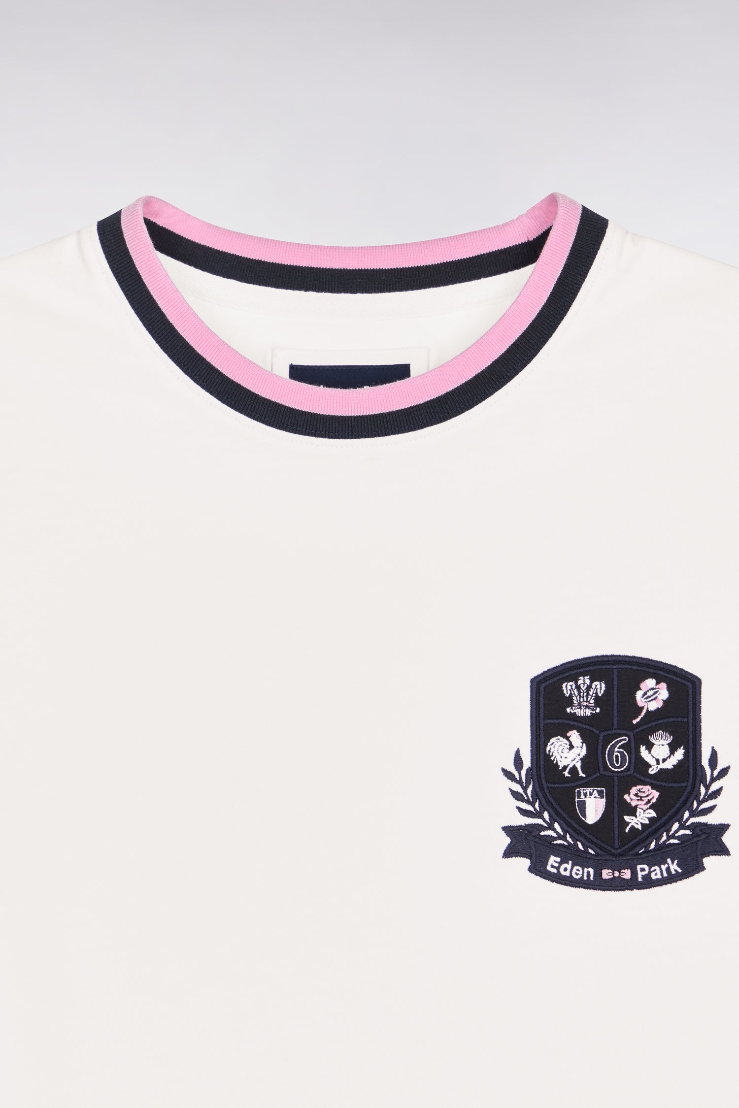 T-shirt à manches courtes en coton blanc écusson 6 Nations EDEN PARK