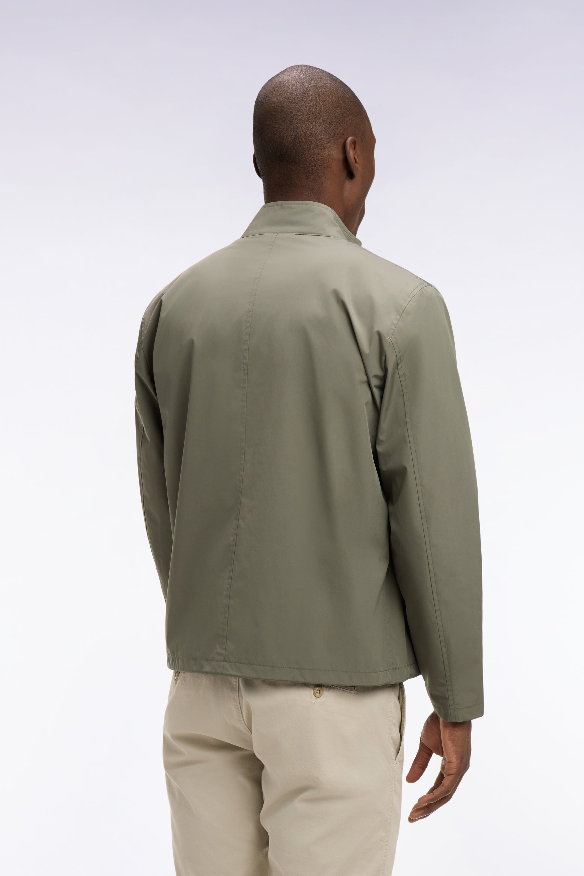 Blouson à col motard en nylon kaki EDEN PARK