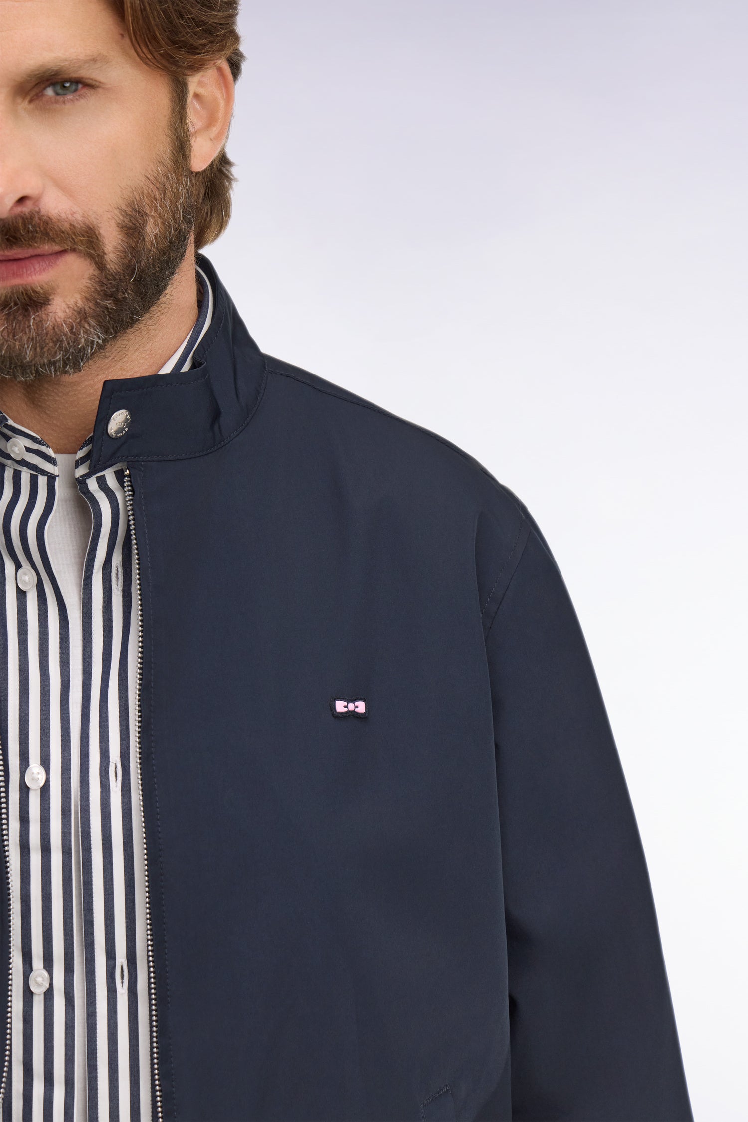 Blouson à col motard en nylon marine EDEN PARK