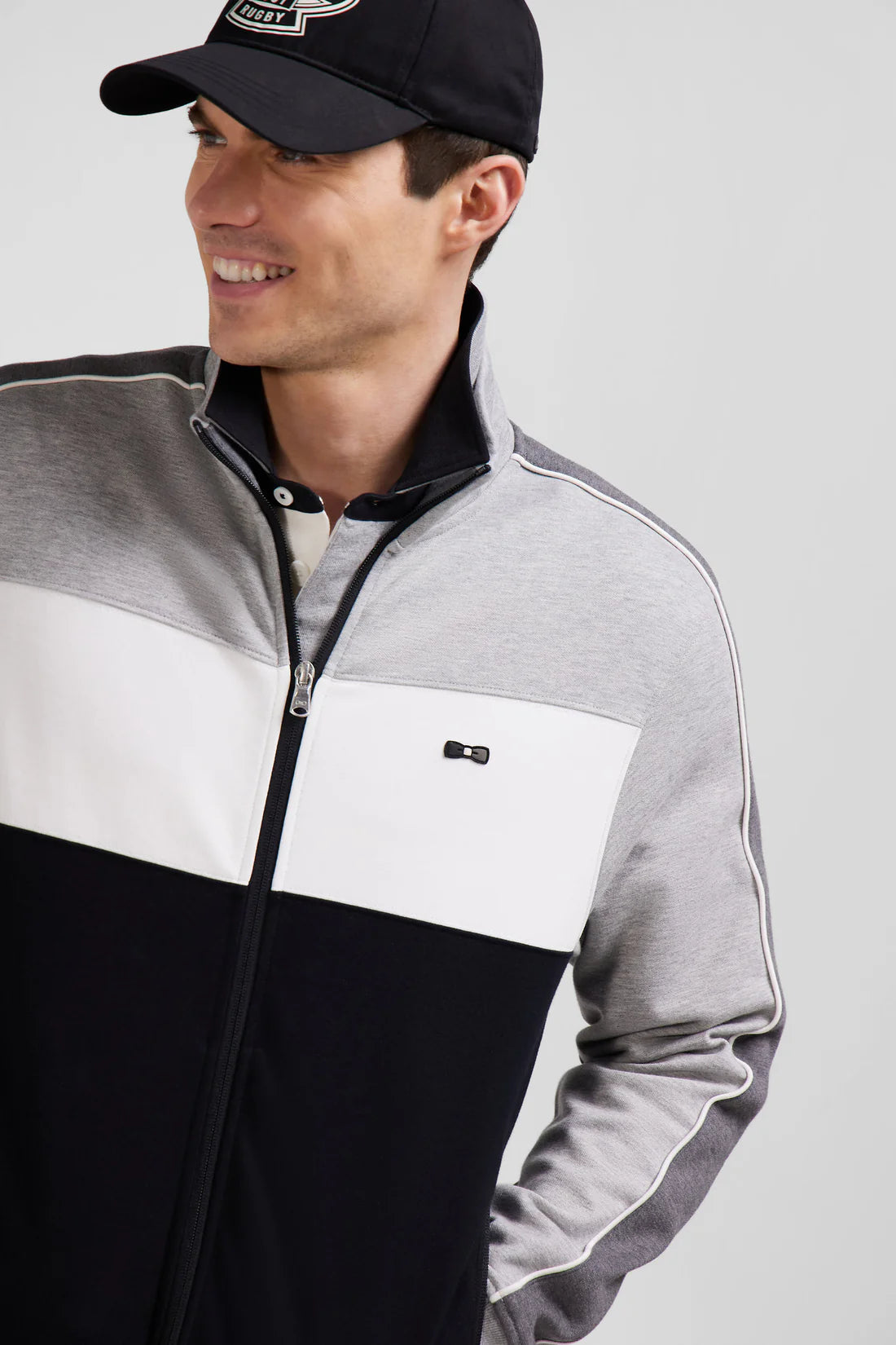 Sweatshirt zippé colorblock noir coupe Regular EDEN PARK