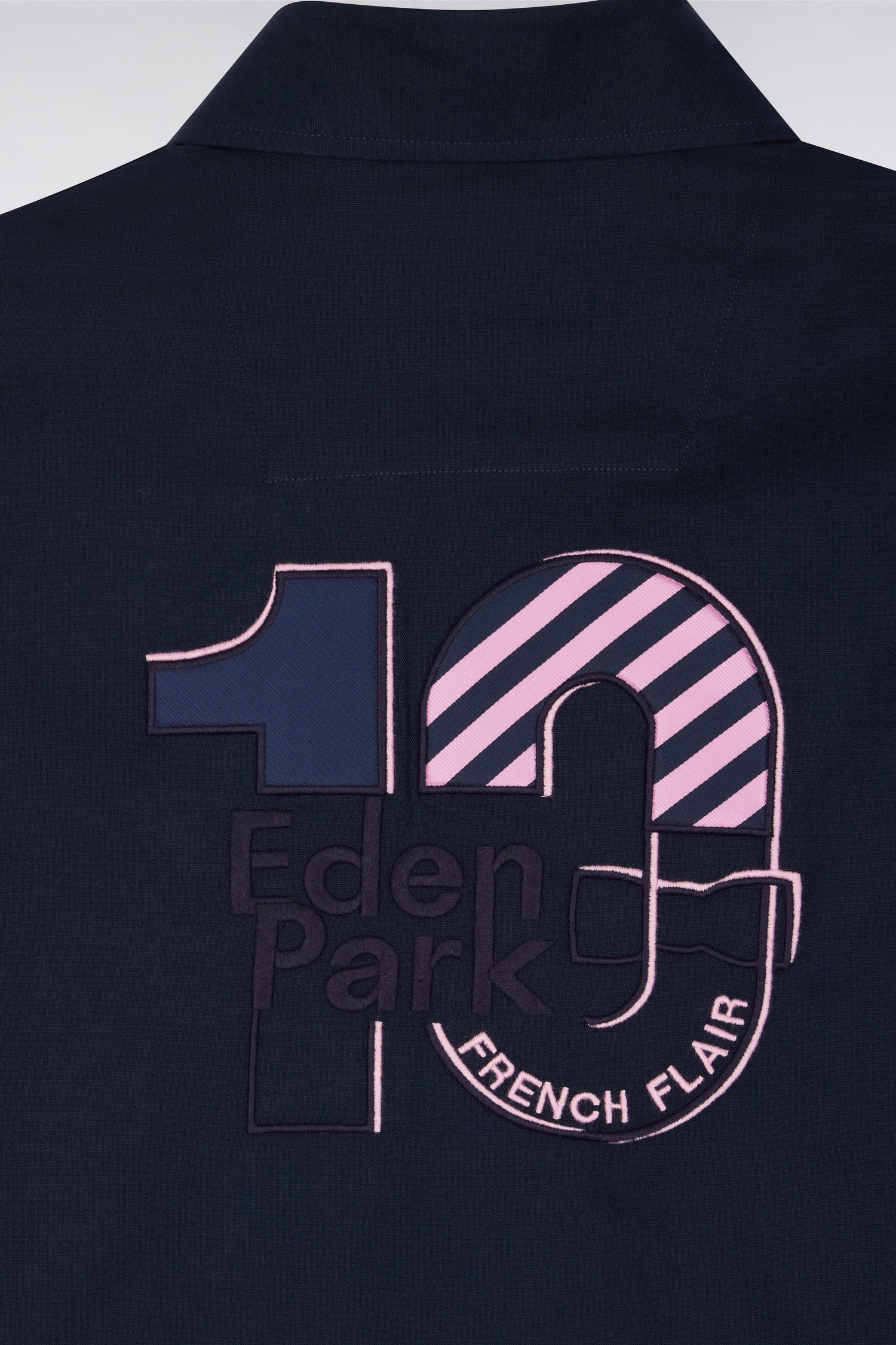 Chemise en coton pinpoint marine broderie 10 dos EDEN PARK