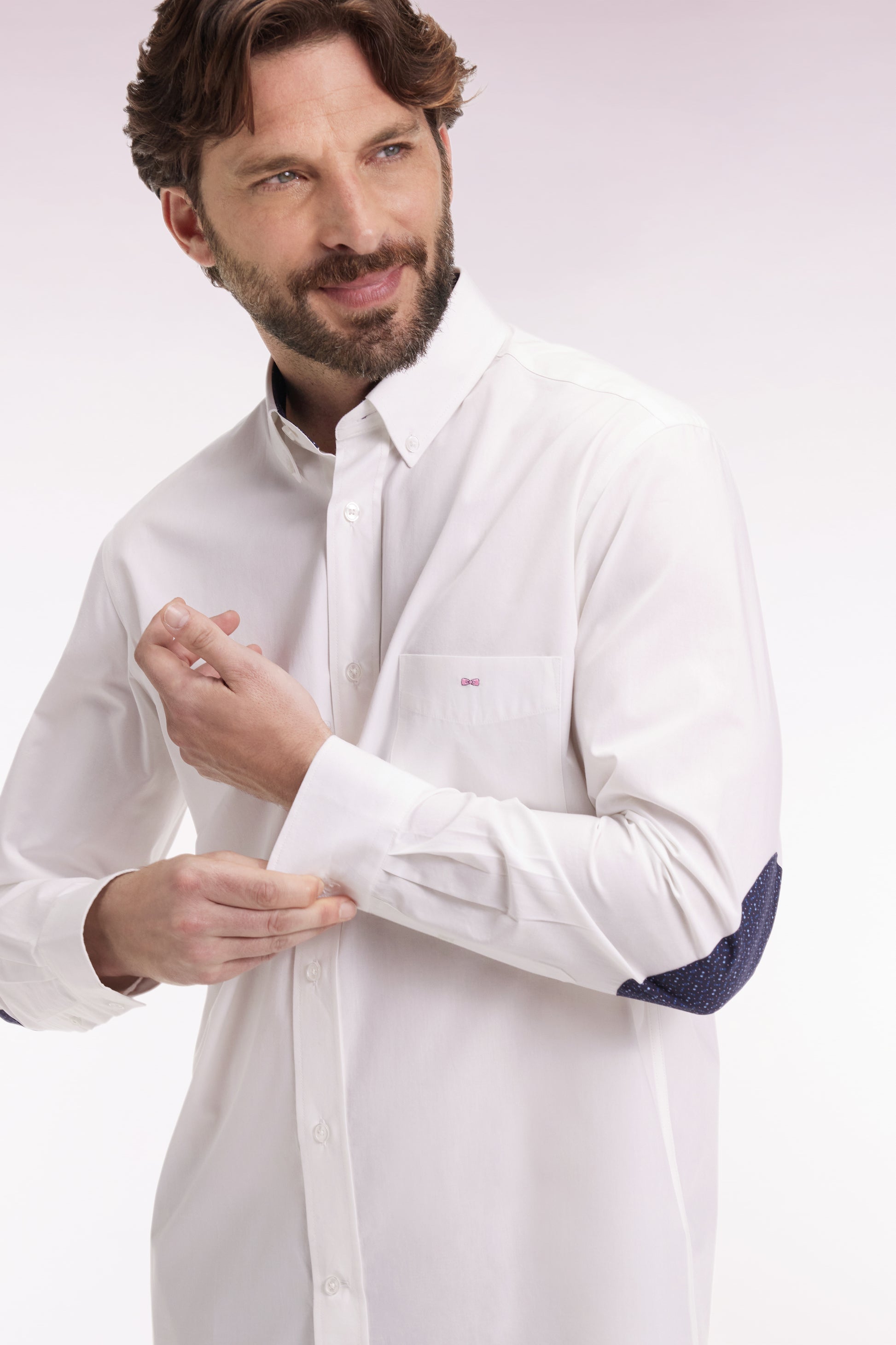 Chemise en coton blanc à coudière imprimées coupe regular EDEN PARK