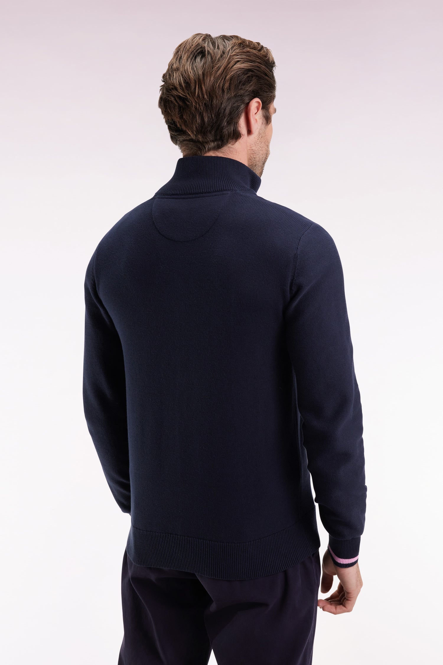 Cardigan zippé en coton marine broderie 10 marine EDEN PARK