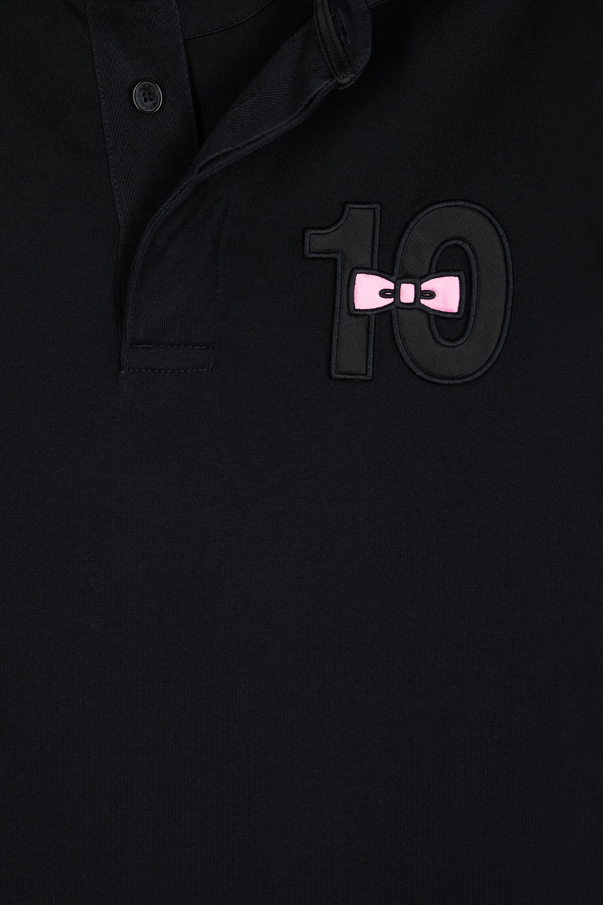 Maillot à manches longues en jersey de coton épais noir brodé EDEN PARK