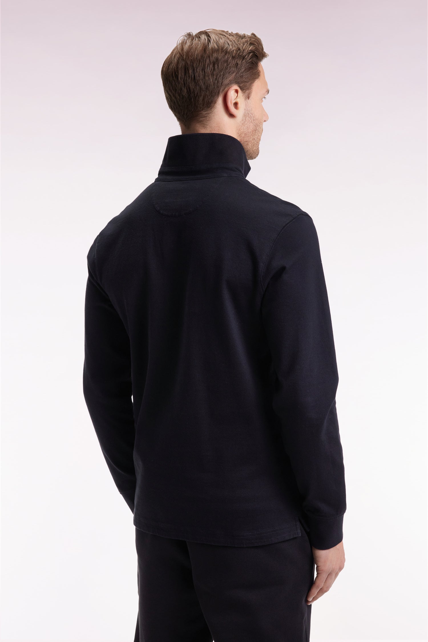 Maillot à manches longues en jersey de coton épais noir brodé EDEN PARK