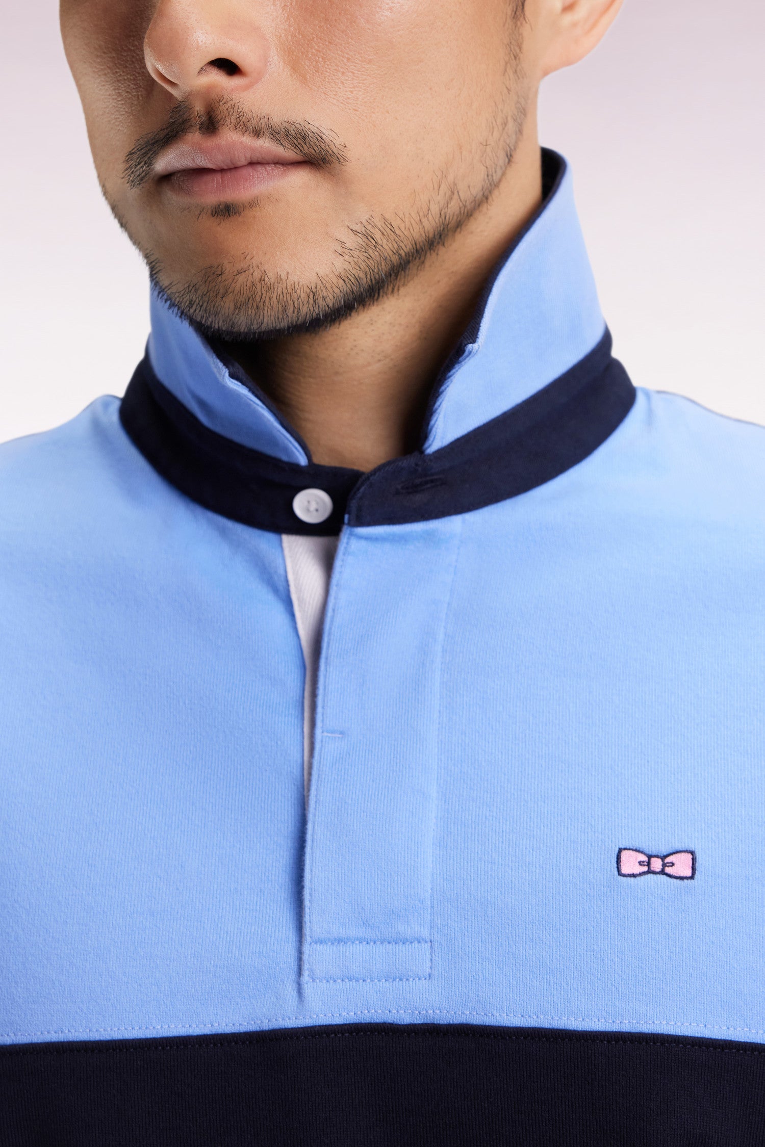 Maillot à manches longues en jersey bicolore marine et ciel coupe droite EDEN PARK