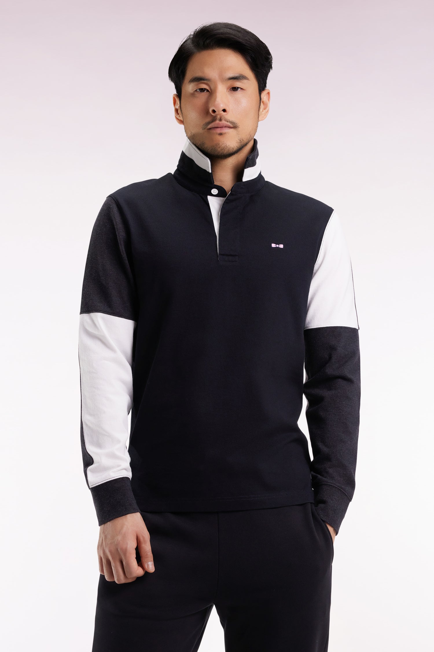Maillot à manches longues en jersey colorblock noir coupe droite EDEN PARK