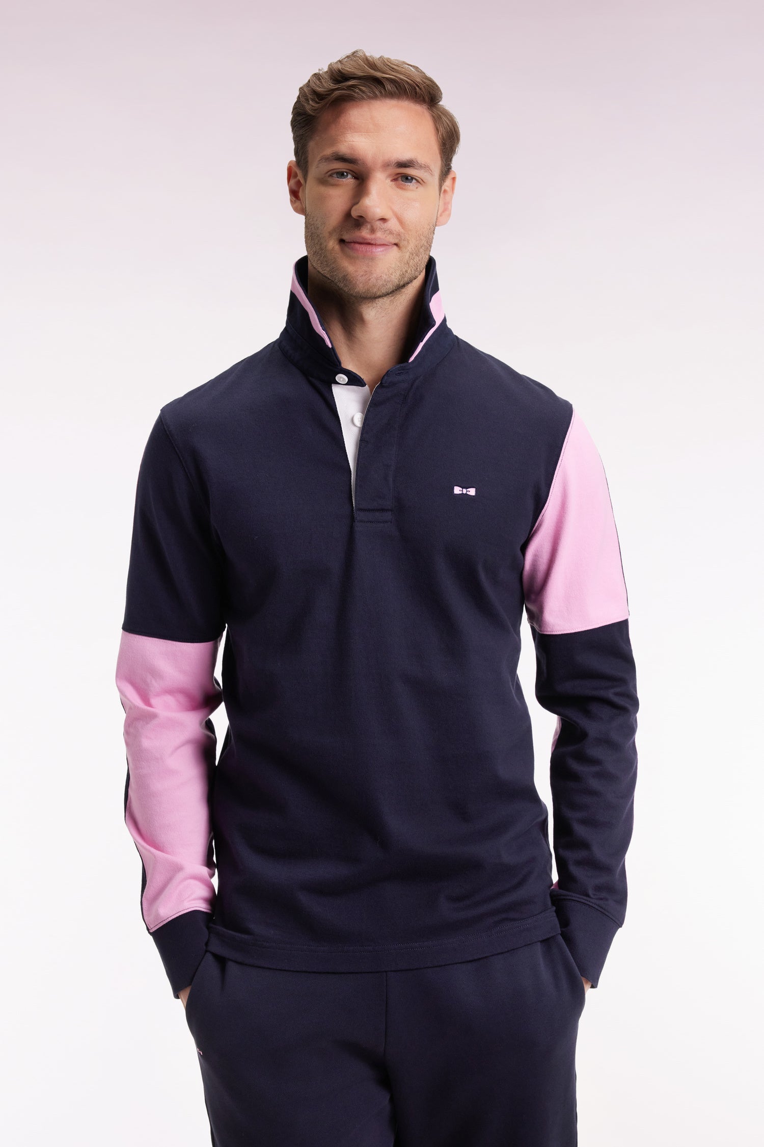 Maillot à manches longues en jersey colorblock marine coupe droite EDEN PARK
