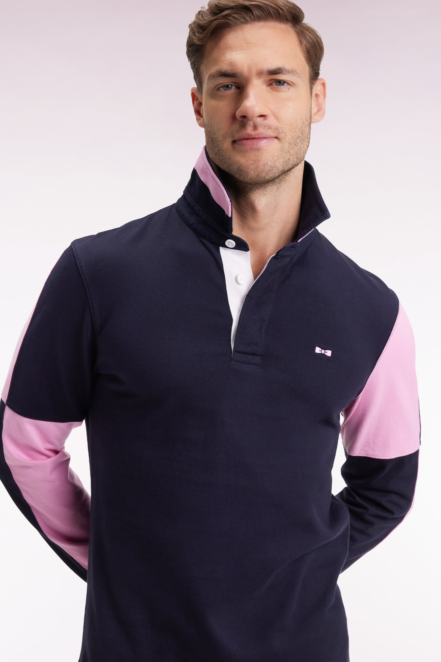 Maillot à manches longues en jersey colorblock marine coupe droite EDEN PARK