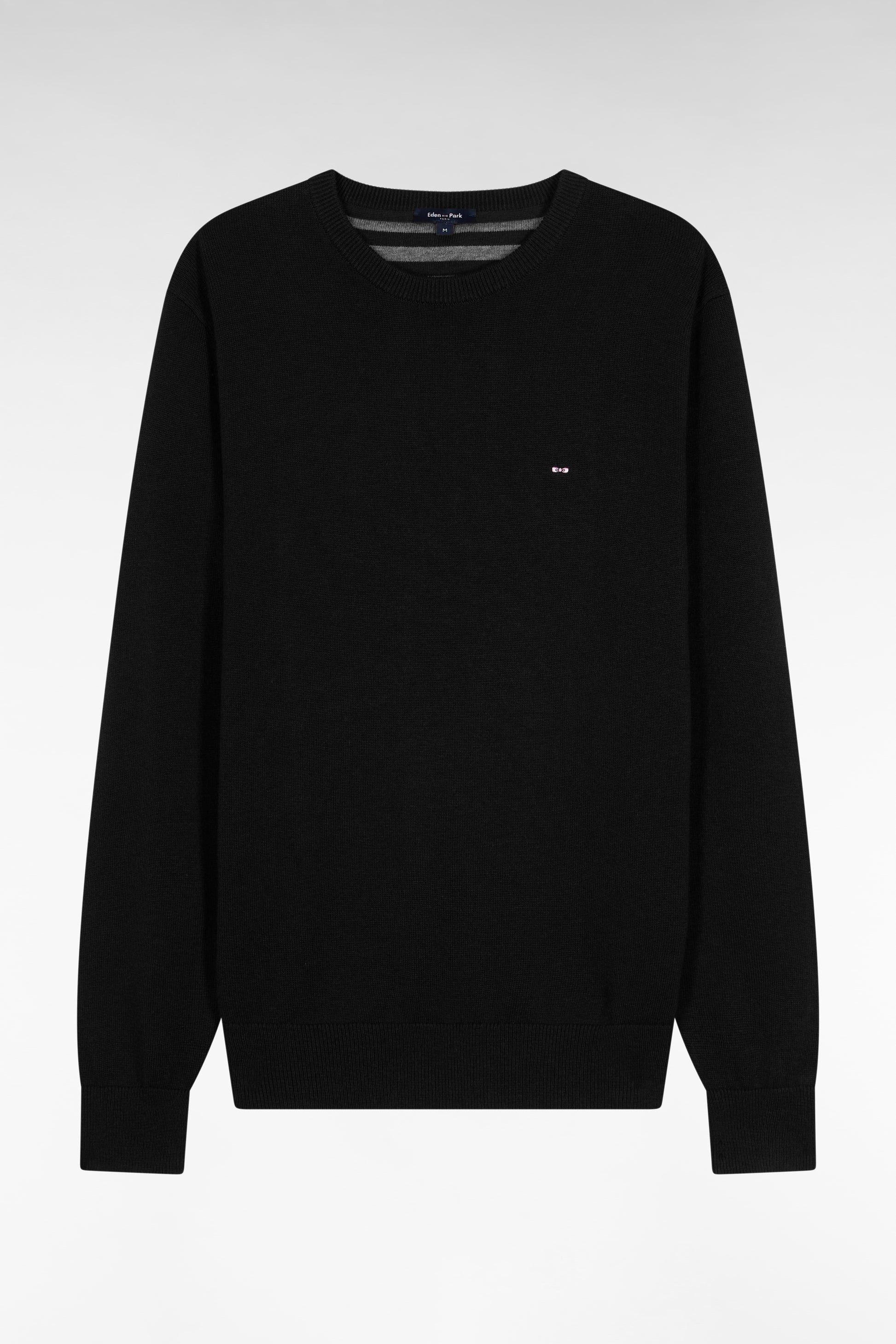 Pull col rond en laine et coton noir EDEN PARK