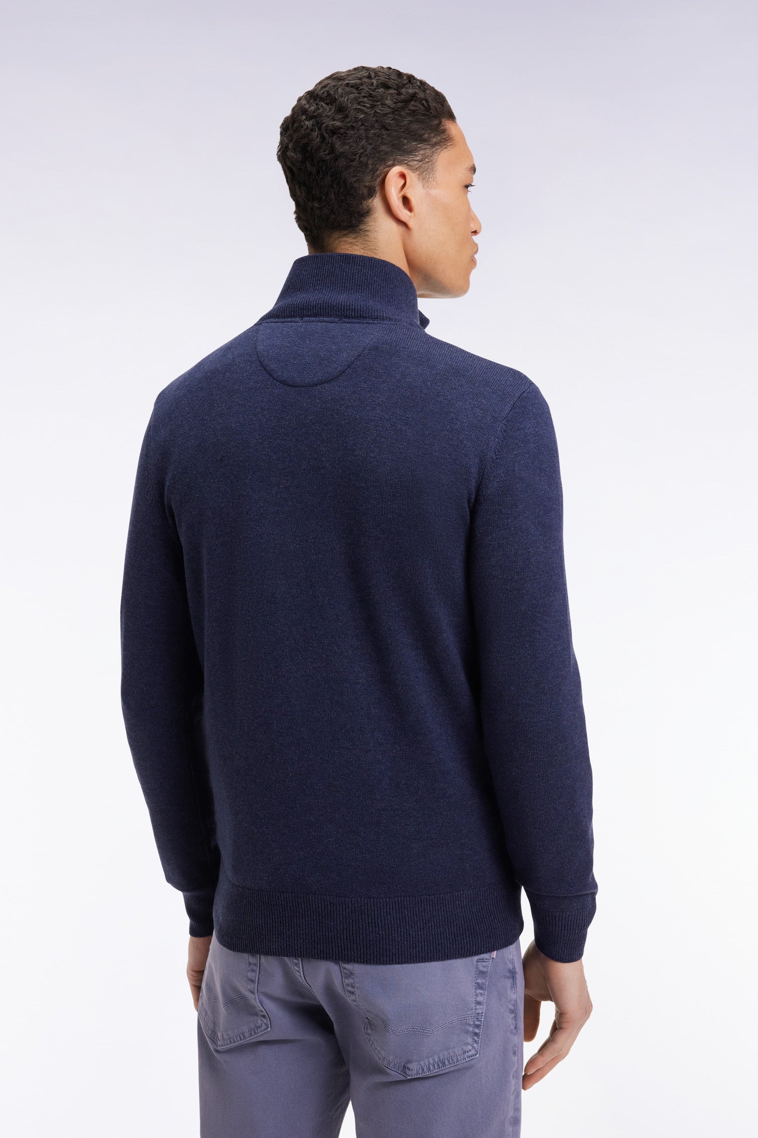 Pull col camionneur en laine et coton bleu EDEN PARK