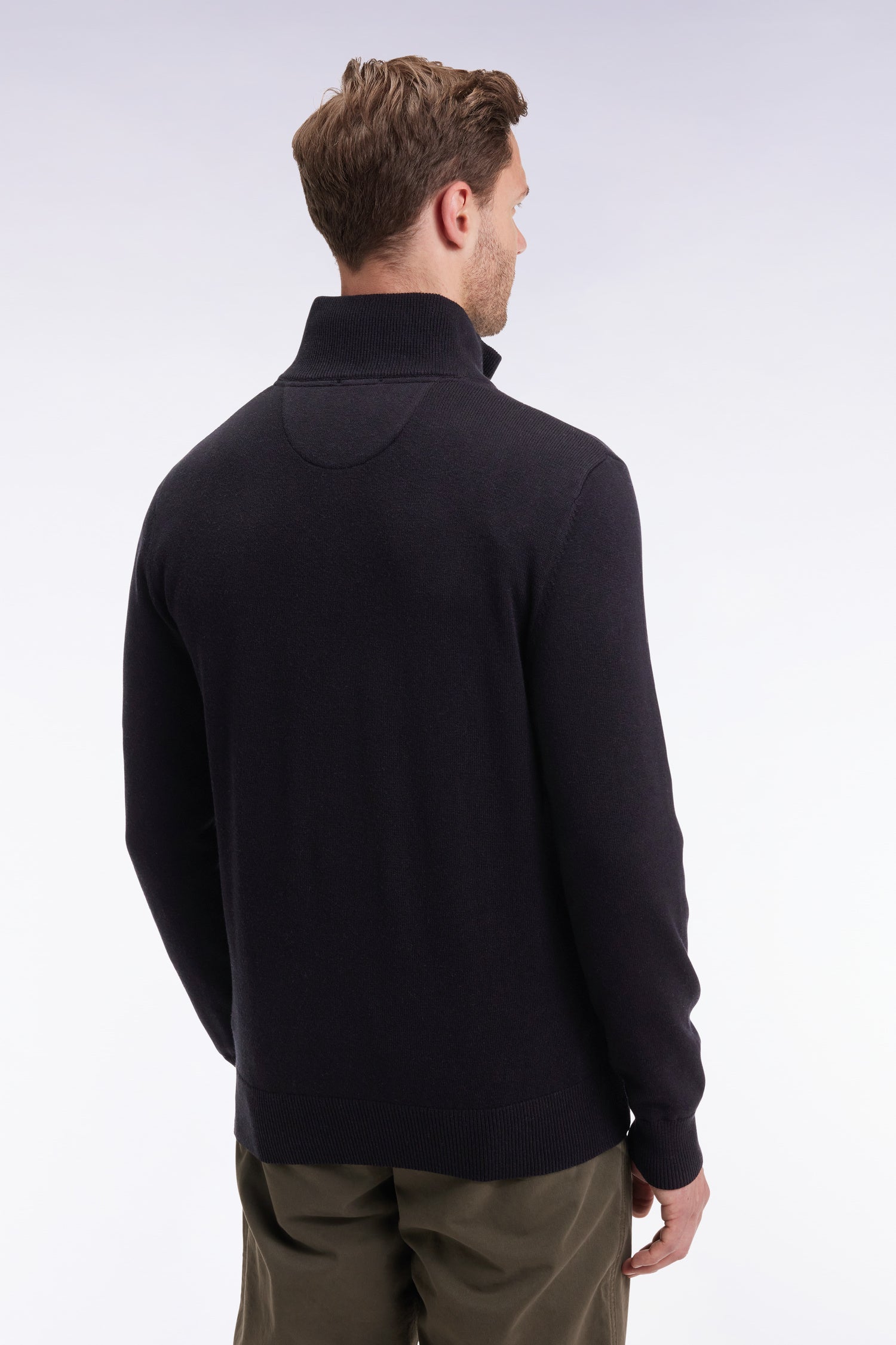 Pull col camionneur en laine et coton noir Pull EDEN PARK