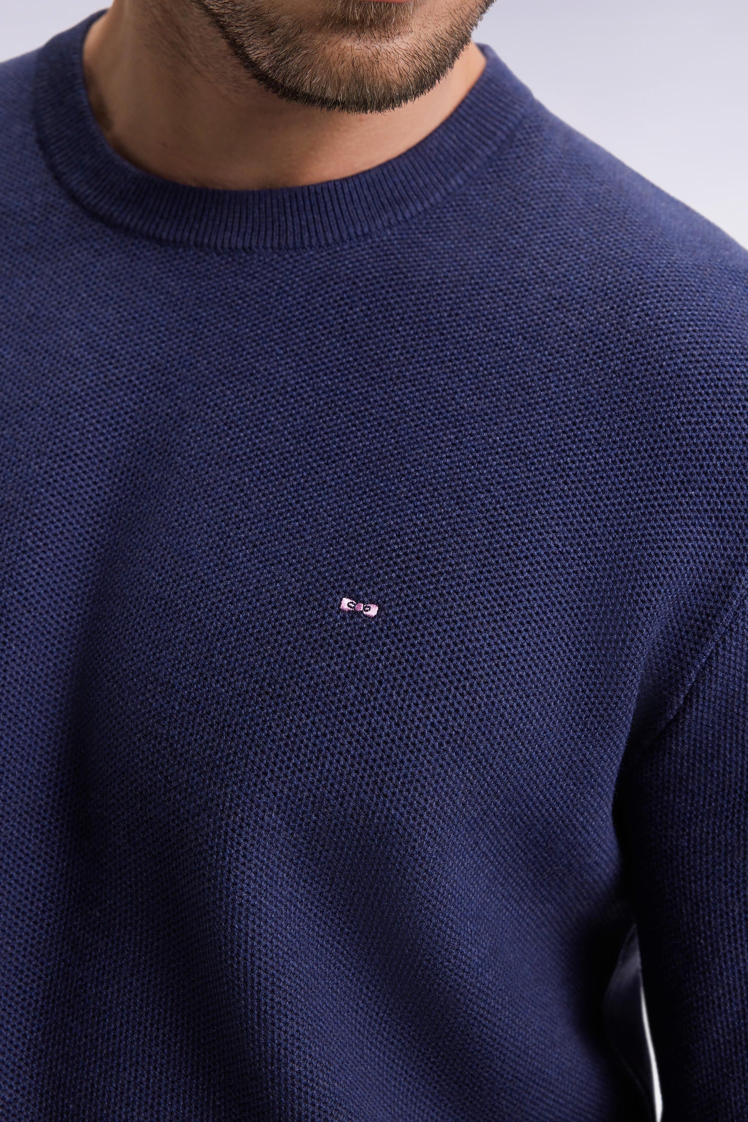 Pull col rond en coton nid d'abeille EDEN PARK