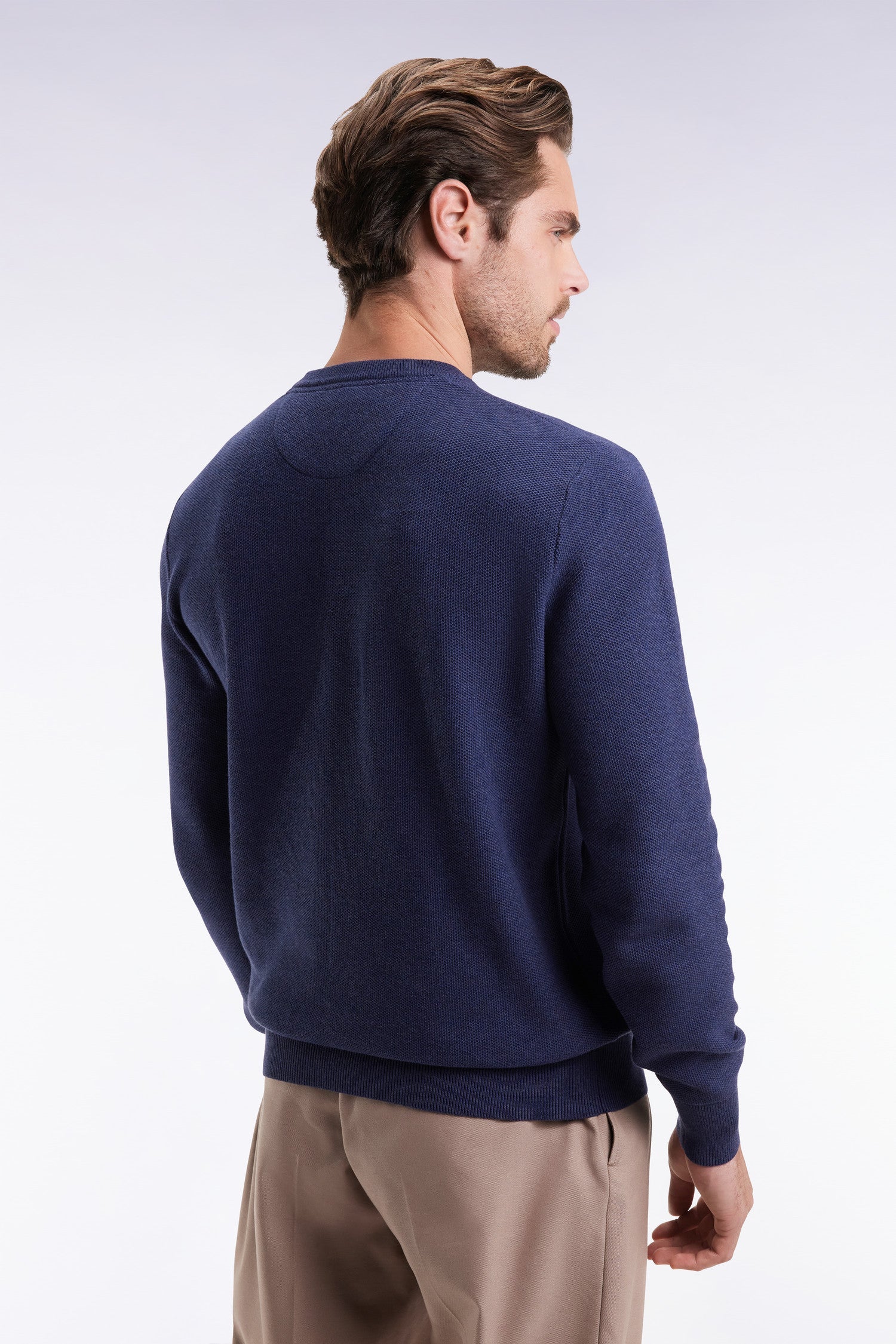 Pull col rond en coton nid d'abeille EDEN PARK