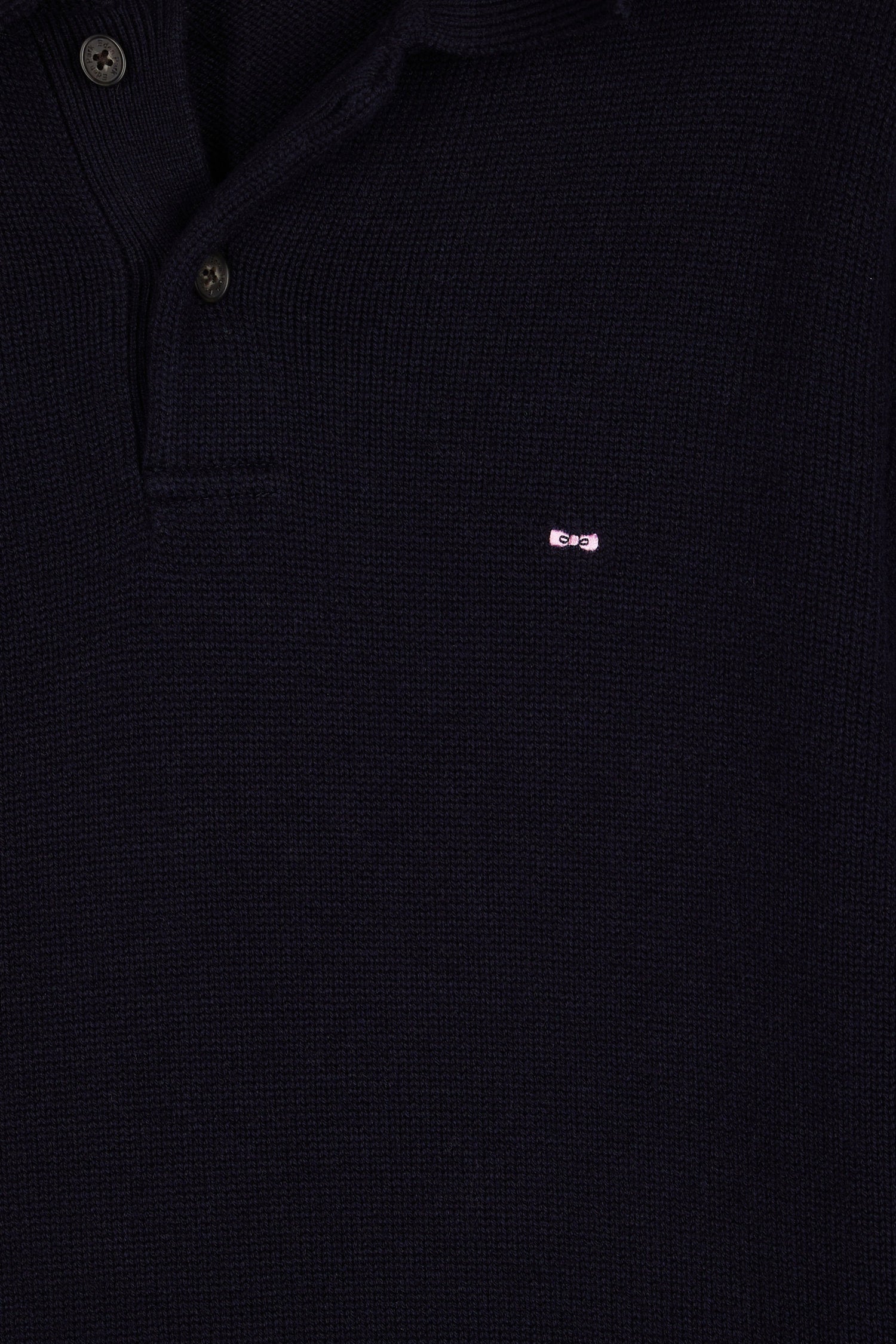 Pull col polo épais en laine et coton marine EDEN PARK
