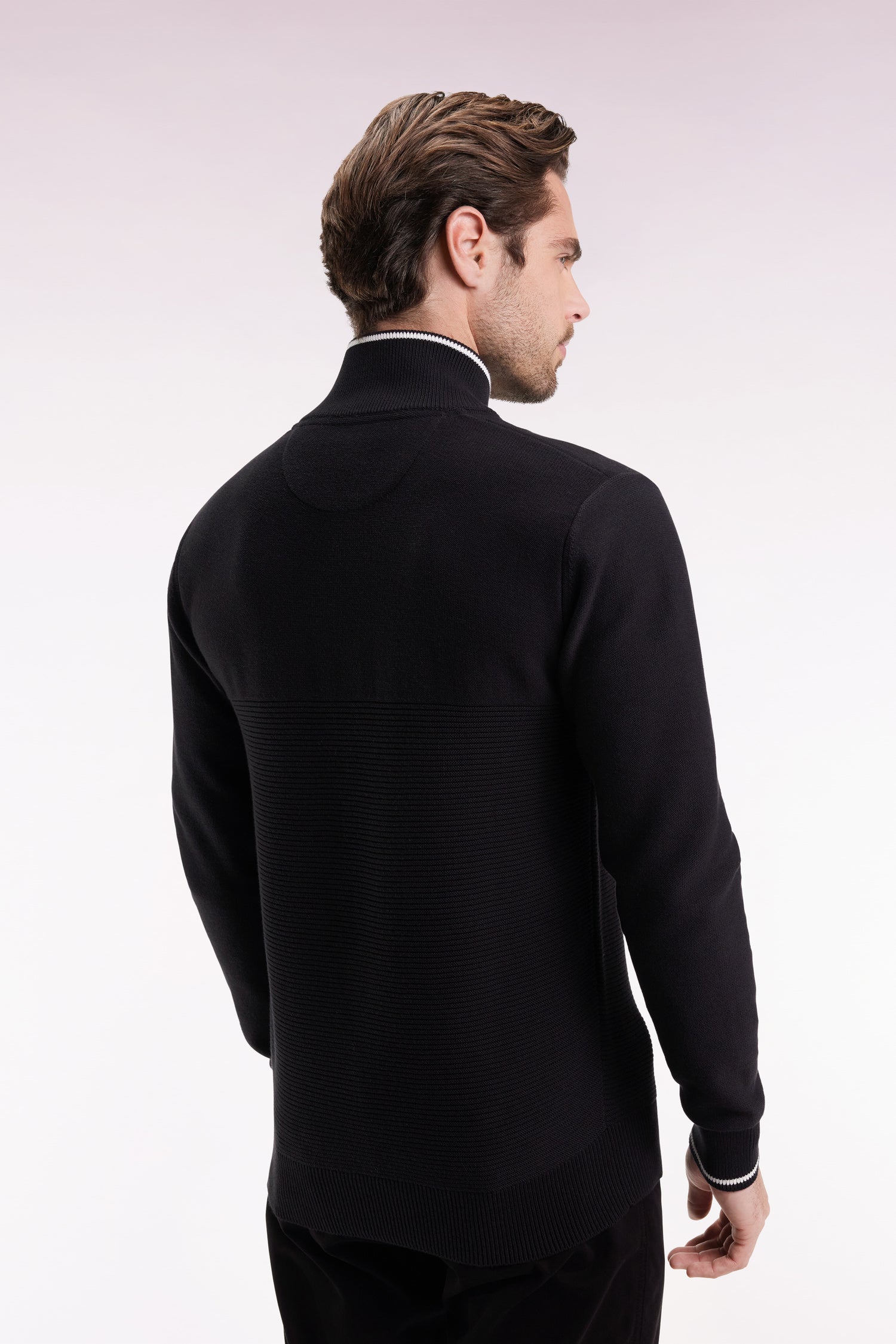 Pull col camionneur en coton noir nœud papillon EDEN PARK