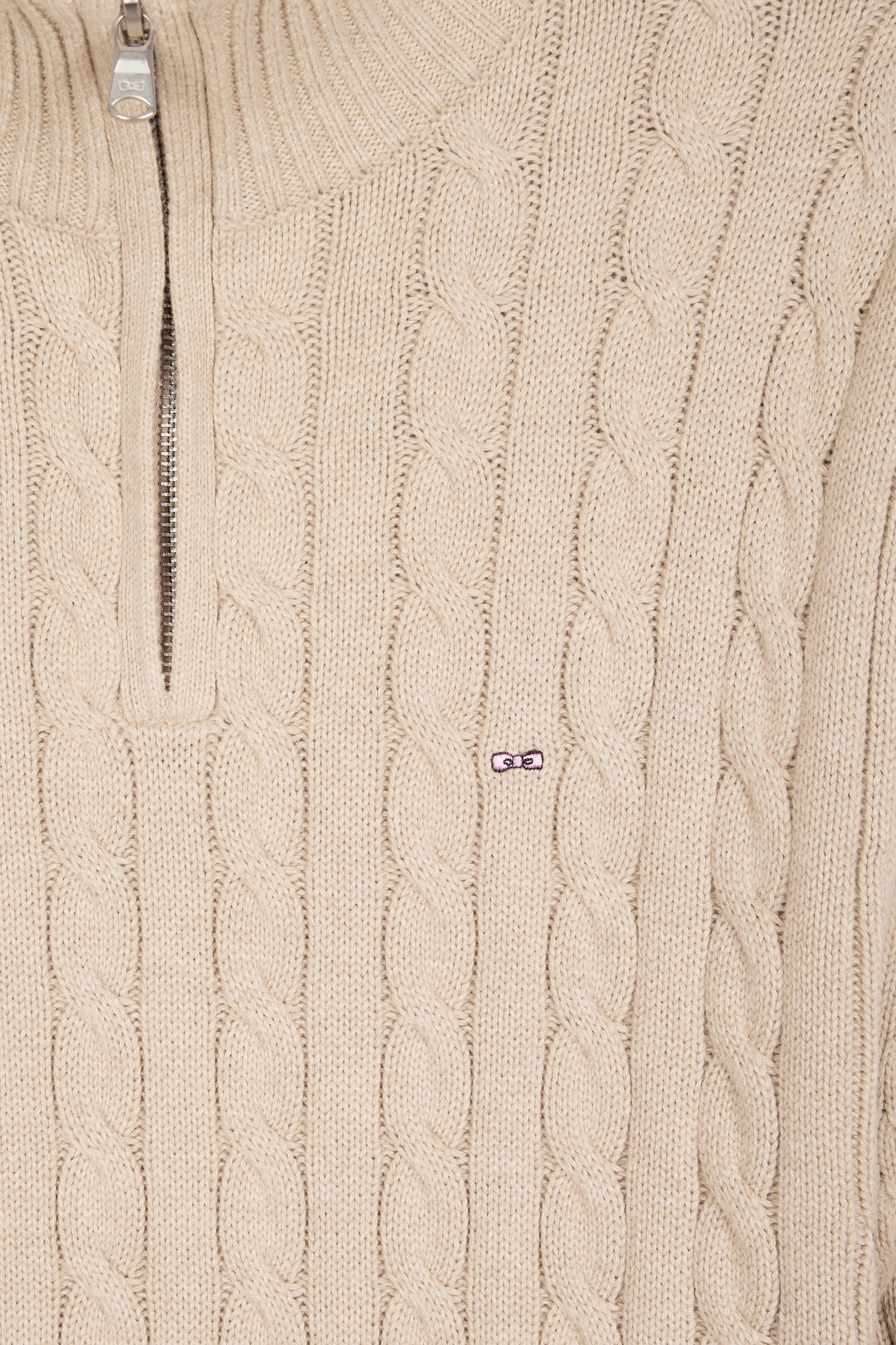 Pull col camionneur en coton torsadé beige EDEN PARK