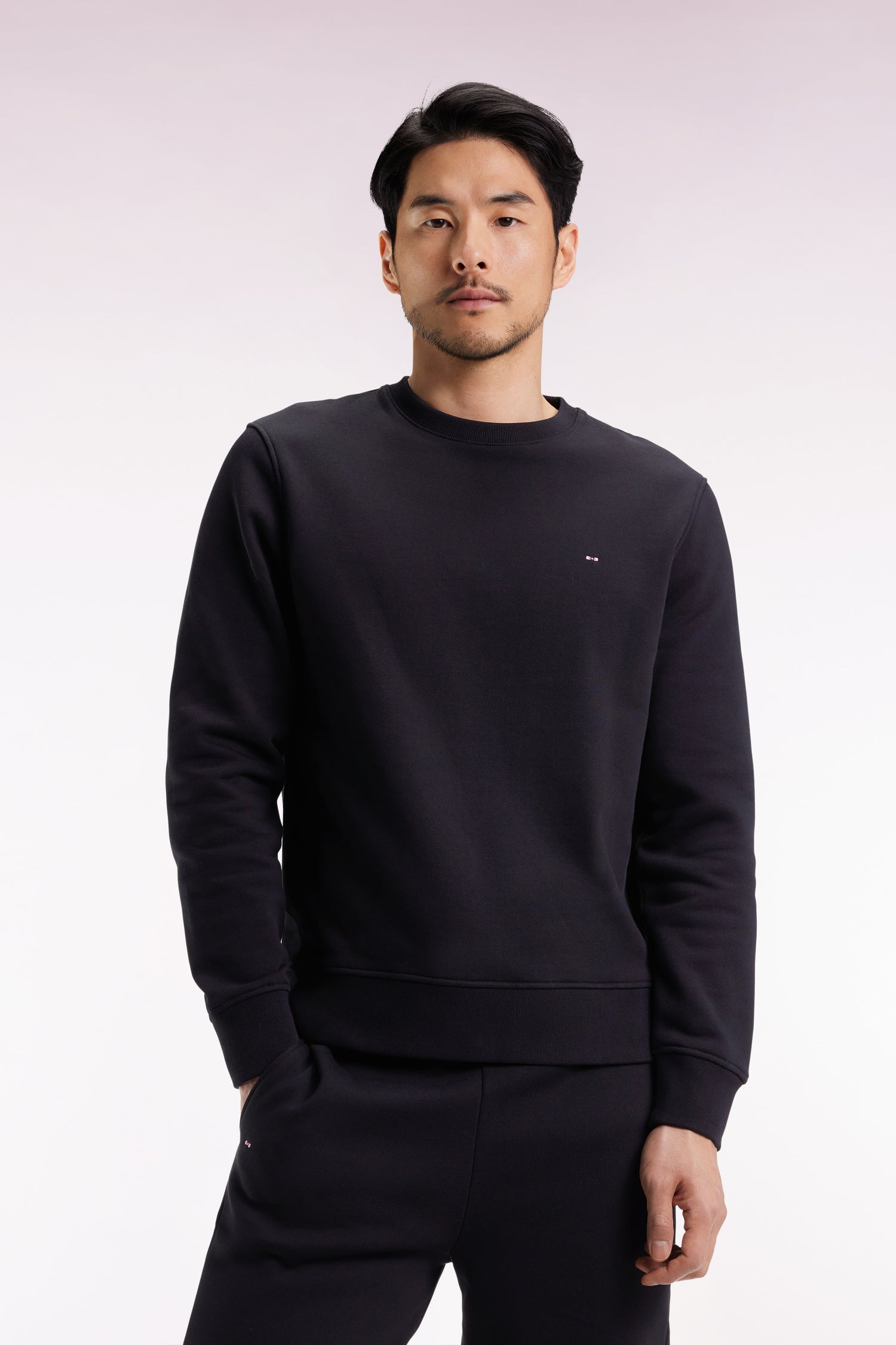 Sweatshirt à col rond en coton marine coupe droite EDEN PARK