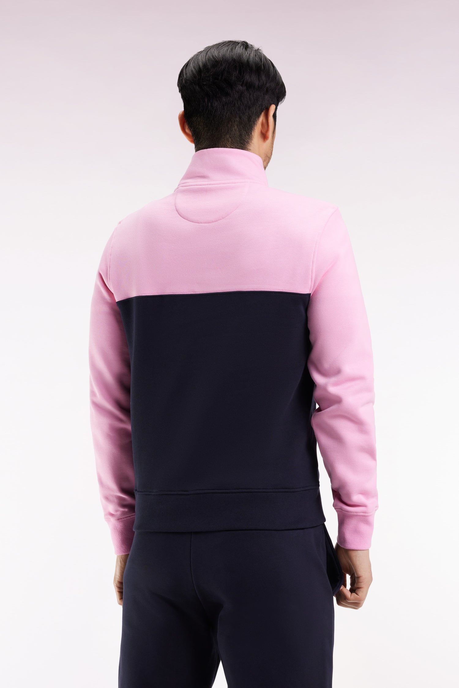 Sweatshirt col camionneur en molleton bicolore rose EDEN PARK