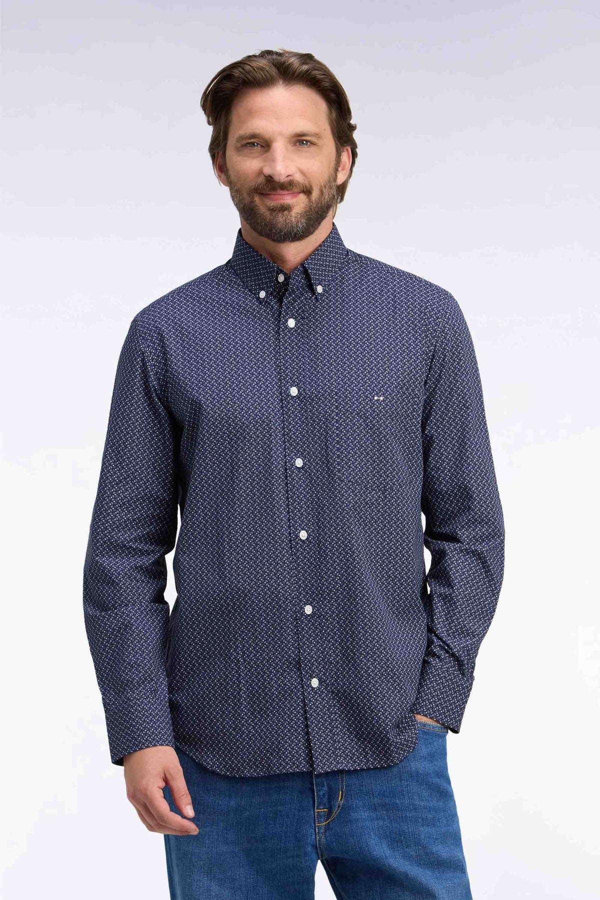 Chemise marine à micromotifs nœuds papillon Eden Park