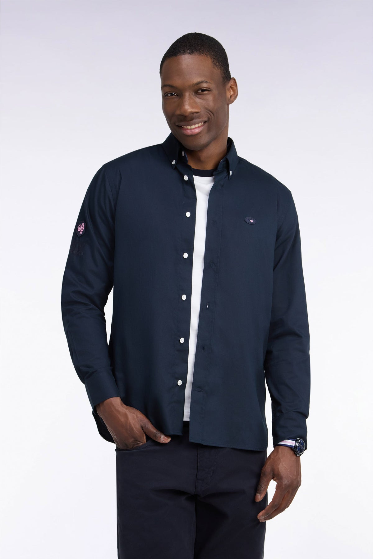 Chemise XV de France en coton marine  Eden Park