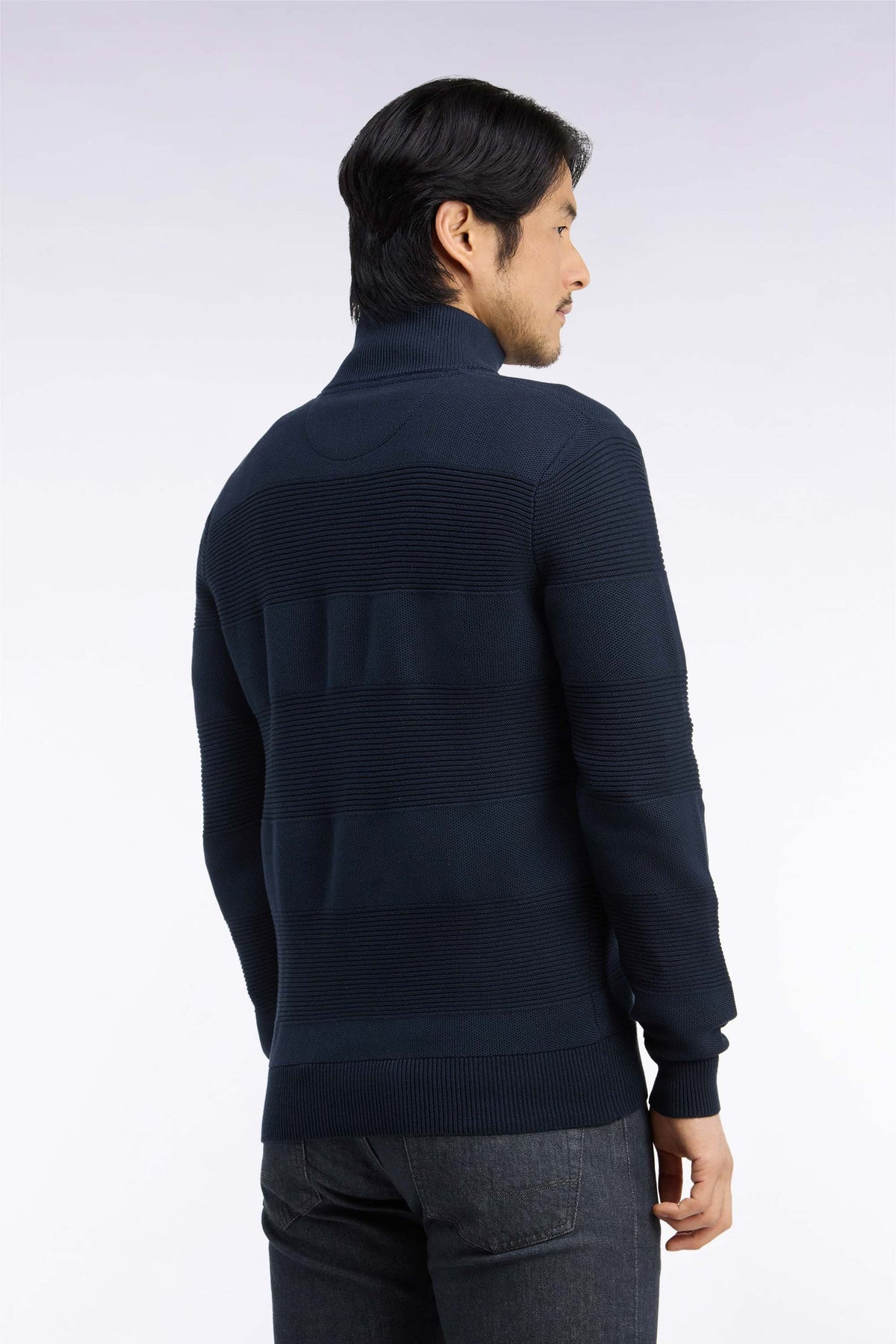 Cardigan zipper en jersey & effet rayures ton sur ton Eden Park