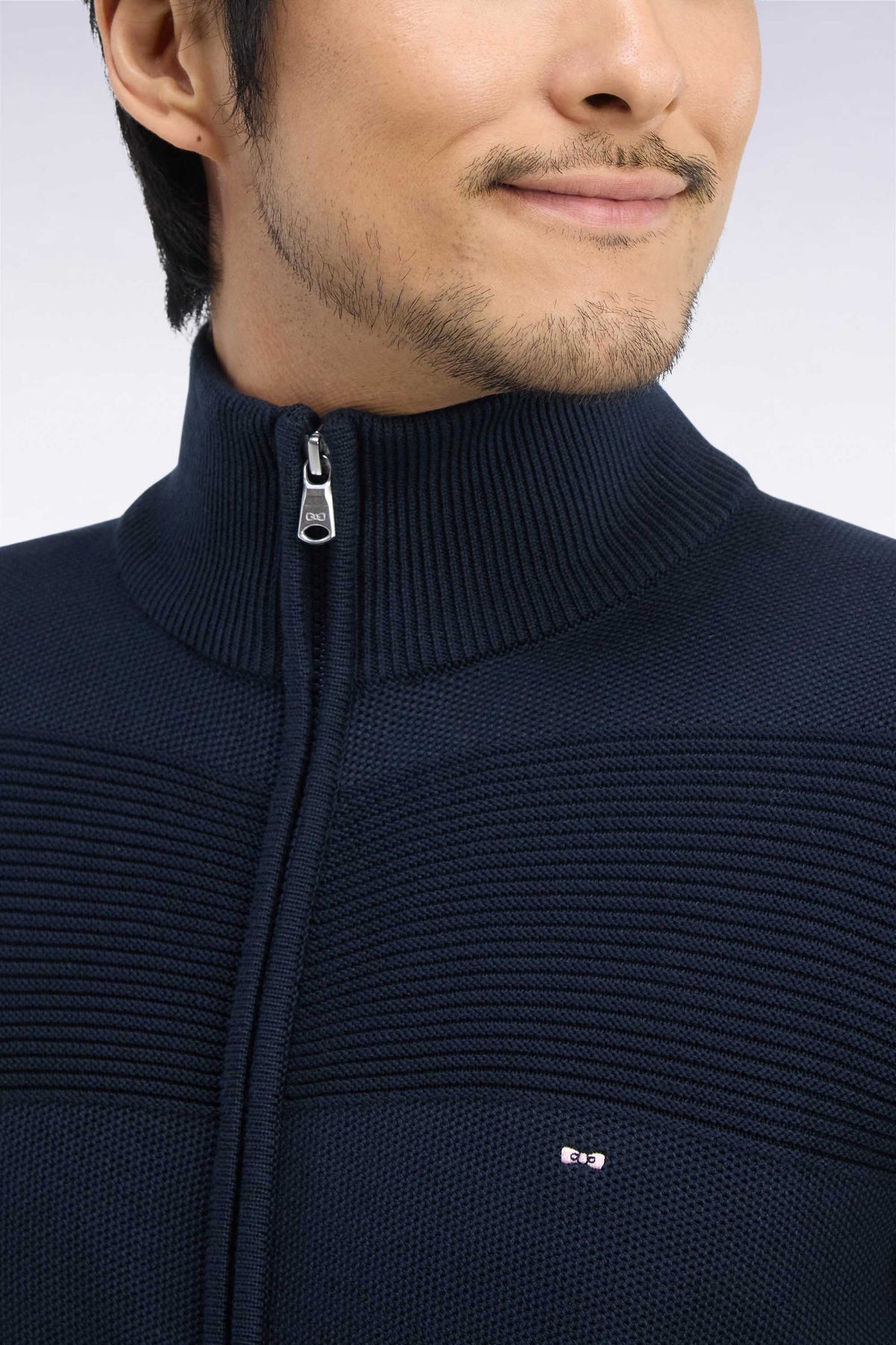 Cardigan zipper en jersey & effet rayures ton sur ton Eden Park