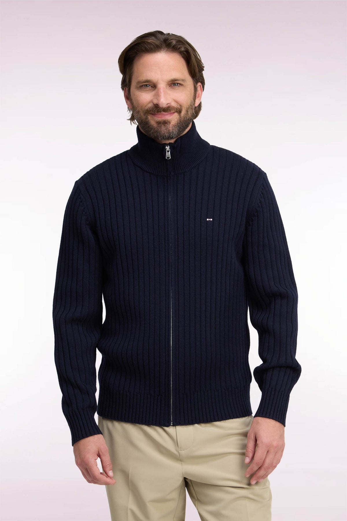 Cardigan col camionneur zippé en côte plate Eden Park