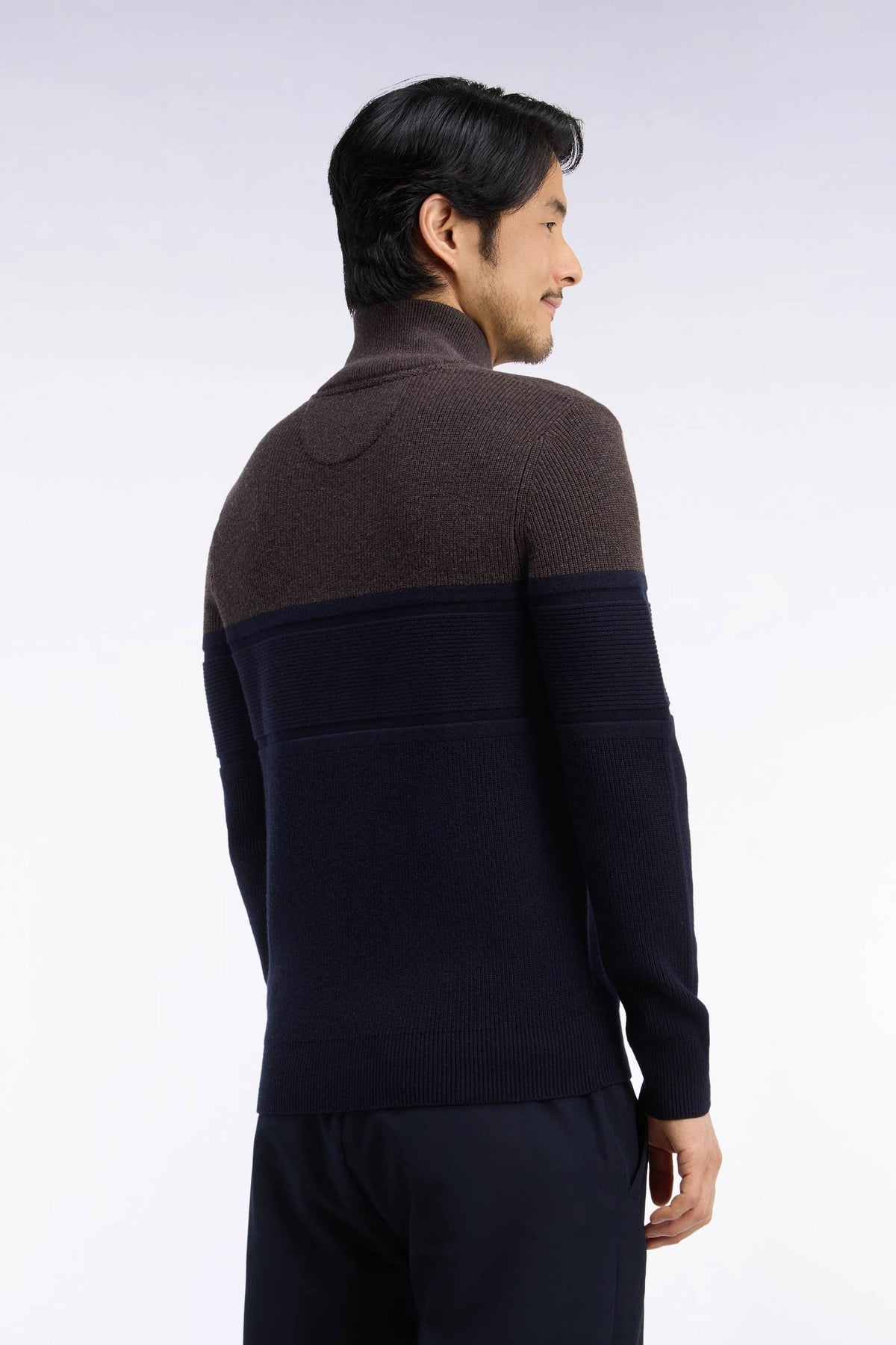 Cardigan zippé bicolore en laine mérinos Eden Park